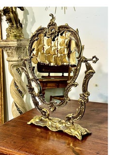 French Louis XV Style Gilt Bronze Table Mirror, Rococo, circa 1900