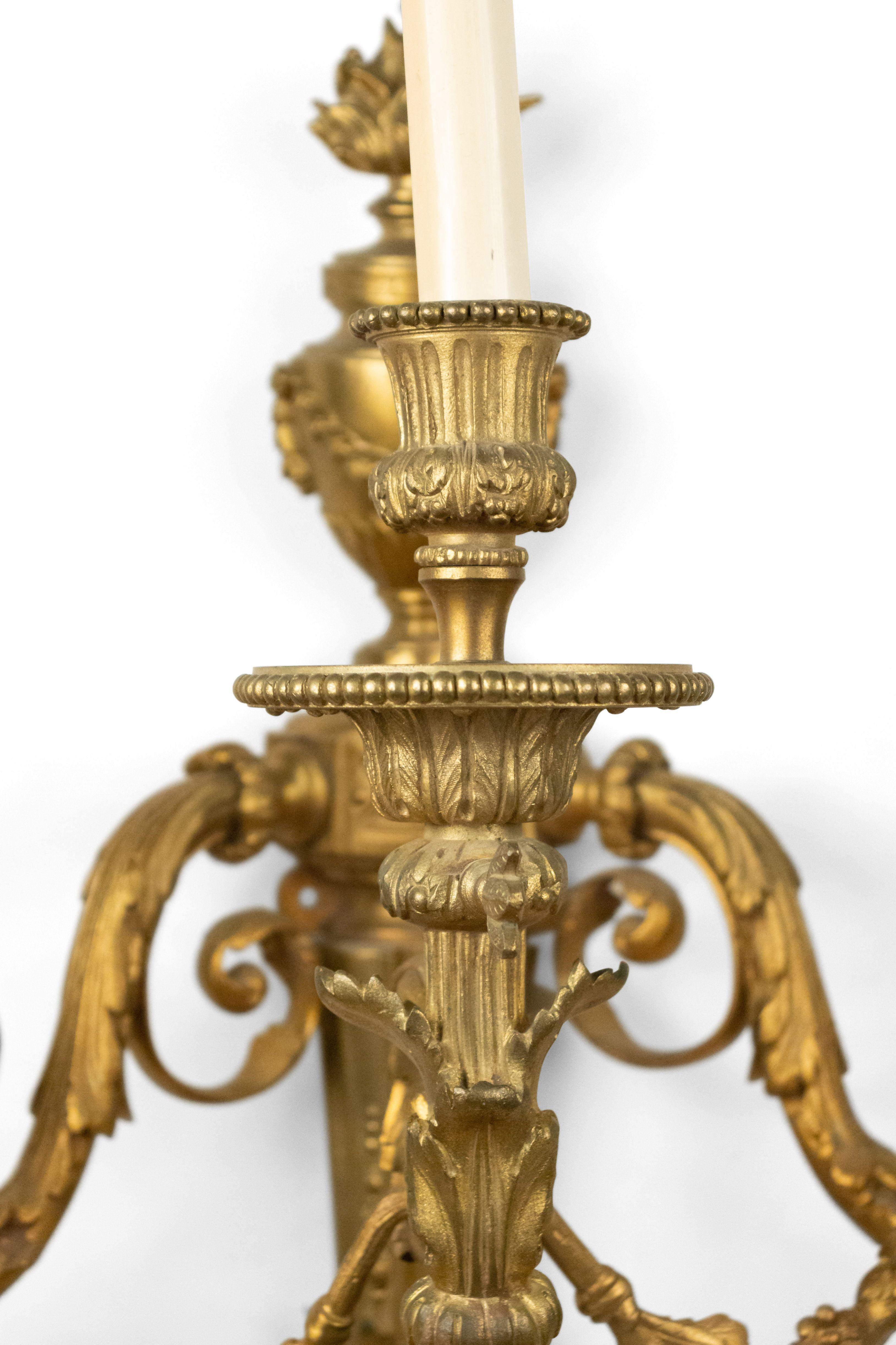 French Louis XV Style Gilt Bronze Wall Sconces 6