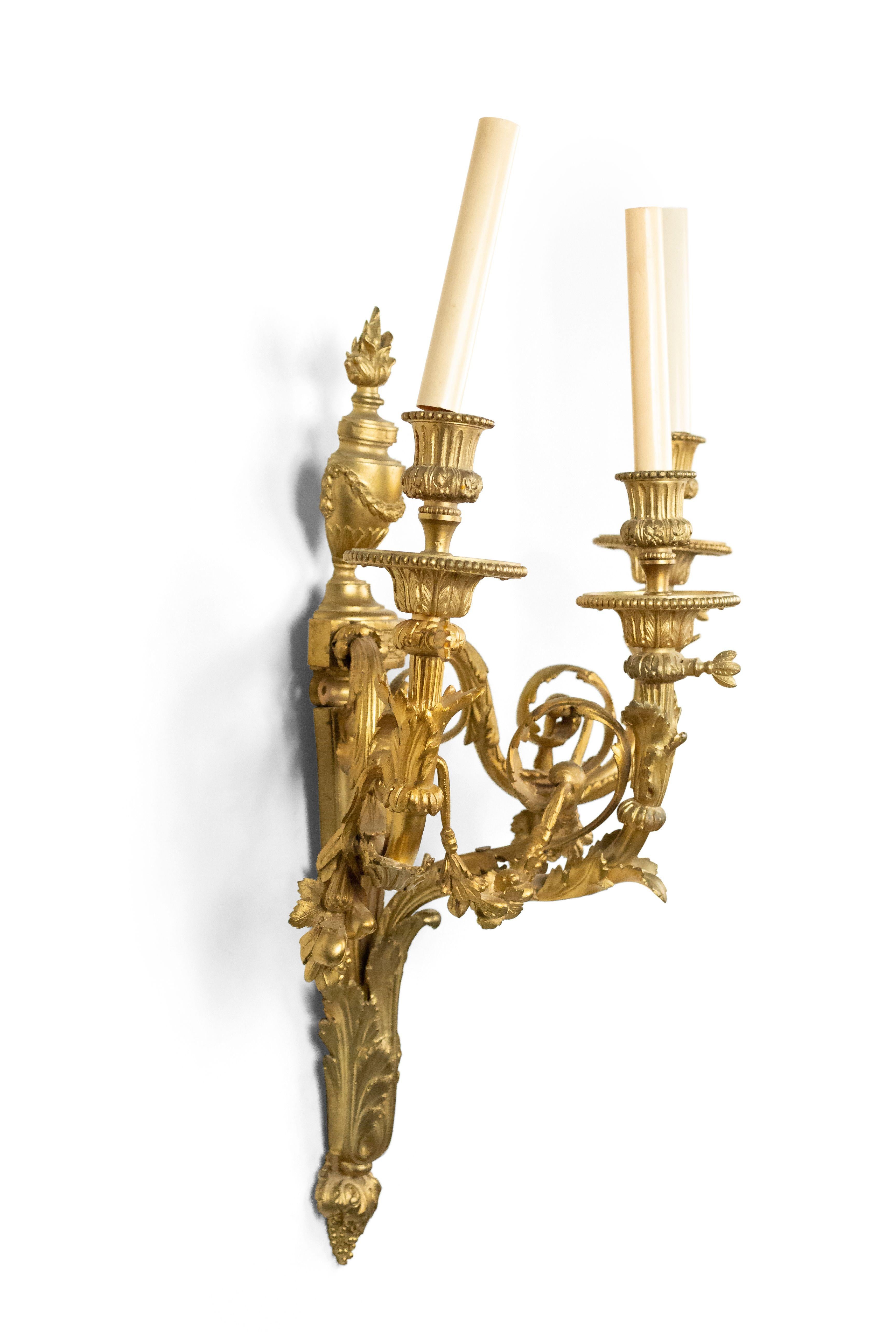 French Louis XV Style Gilt Bronze Wall Sconces 10