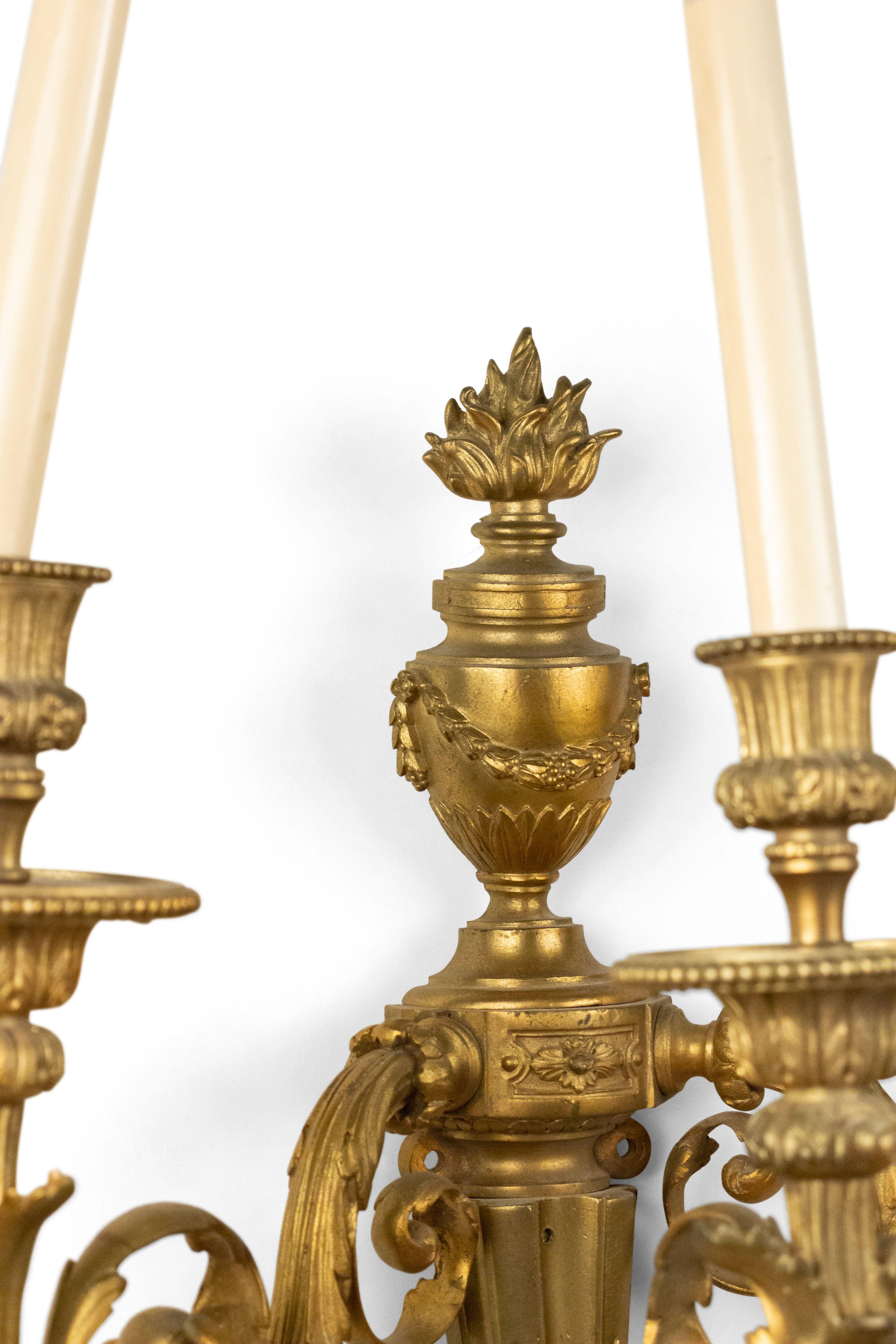 19th Century French Louis XV Style Gilt Bronze Wall Sconces