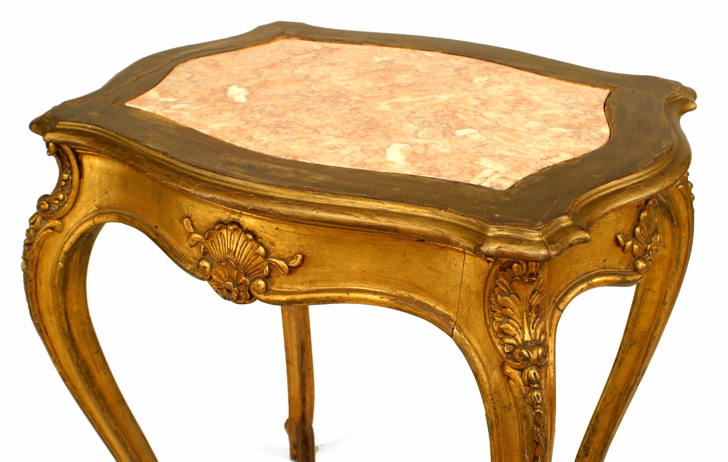 French Louis XV Gilt and Marble End Table In Good Condition For Sale In New York, NY