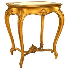 French Louis XV Gilt and Marble End Table