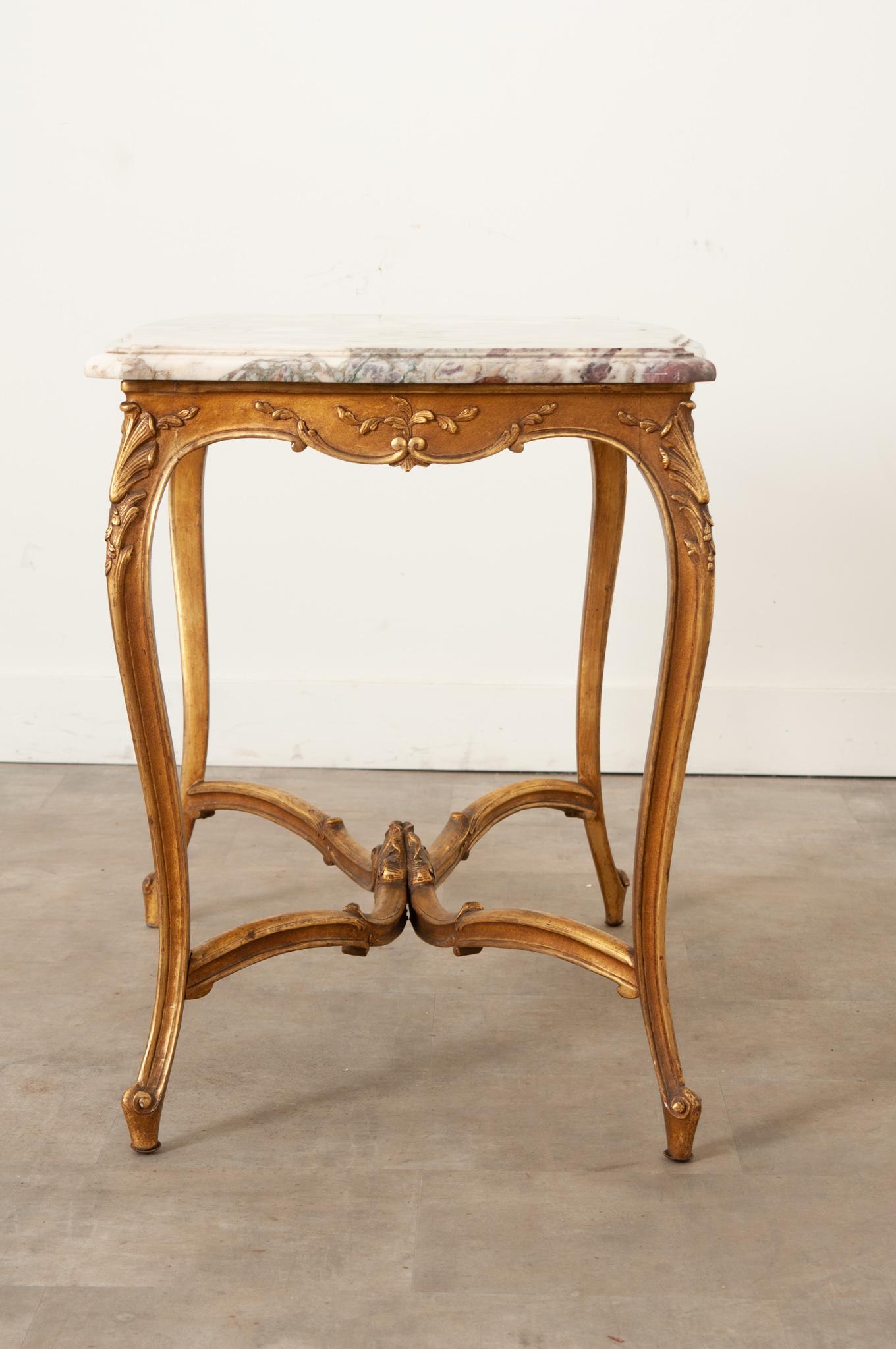 French Louis XV Style Gilt & Marble Table For Sale 6