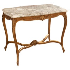 Antique French Louis XV Style Gilt & Marble Table