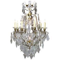 French Louis XV Style Gilt-Metal and Cut-Glass 'Crystal' Ten-Light Chandelier