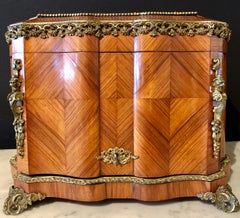 French Louis XV Style Gilt Metal Mounted Tantalus / Bar