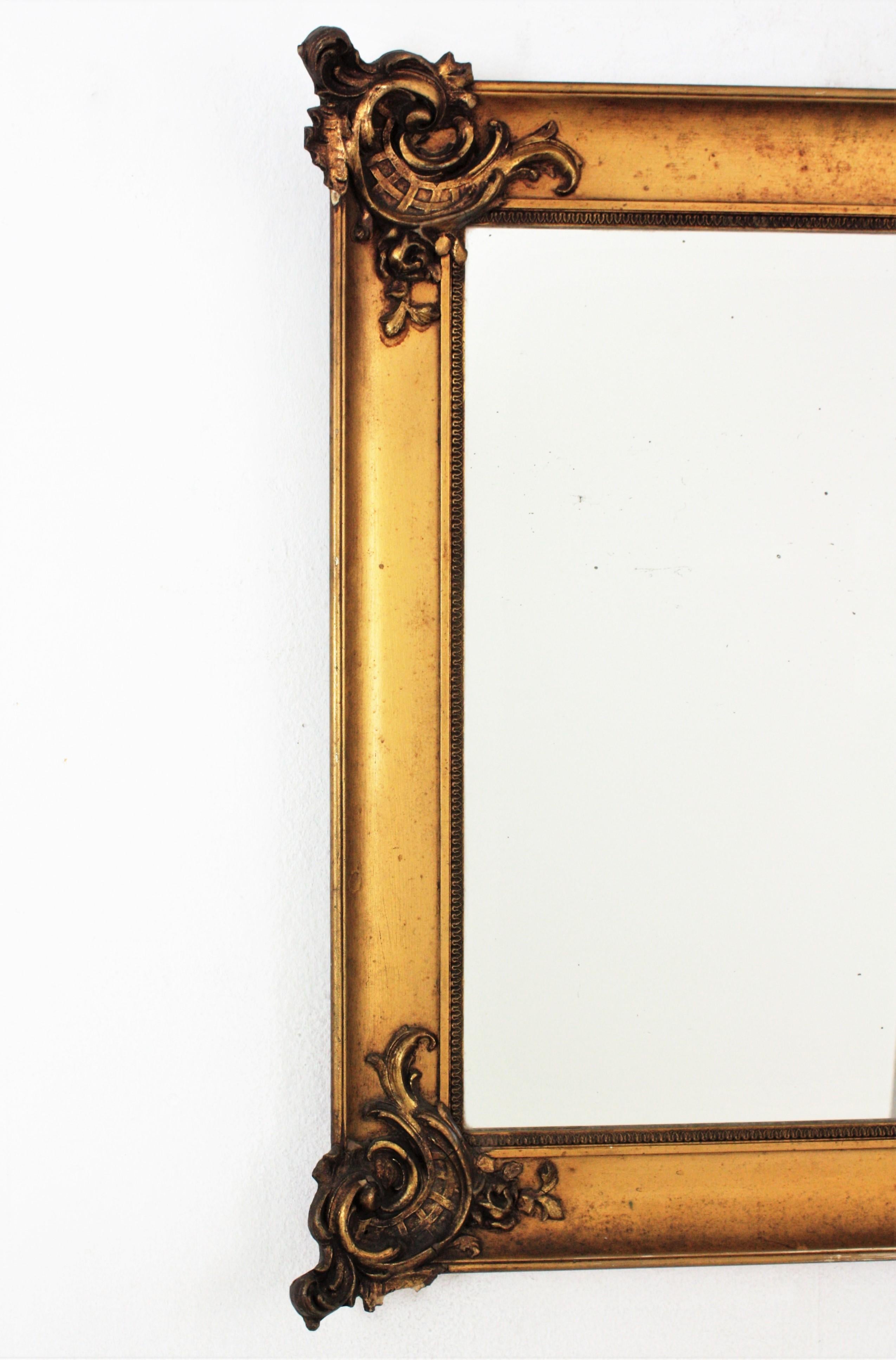 Französisch Louis XV Stil Giltwood Spiegel (Vergoldet) im Angebot