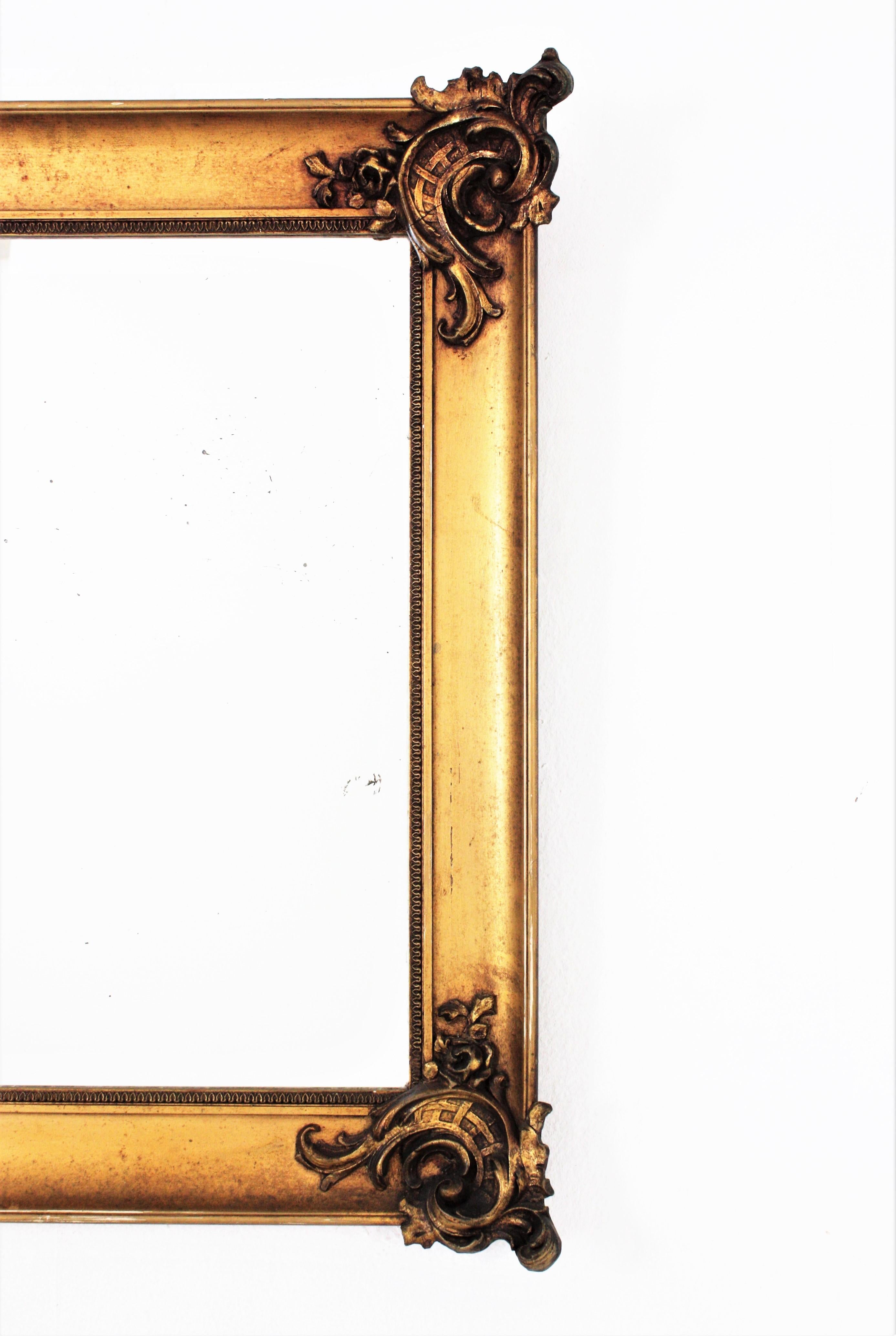 Gesso French Louis XV Style Giltwood Mirror For Sale