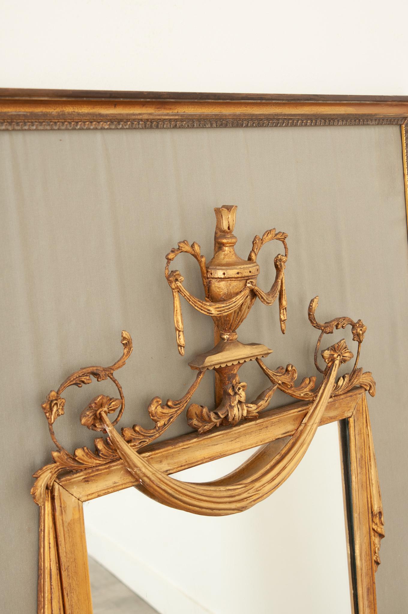 Fabric French Louis XV Style Gilt Mirror