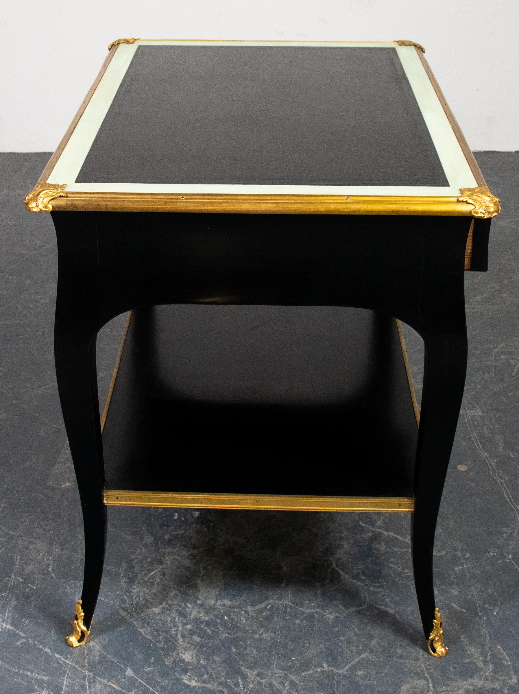 French Louis XV Style Gilt Mounted Ebonized Tea Table with Cabriole Legs 2