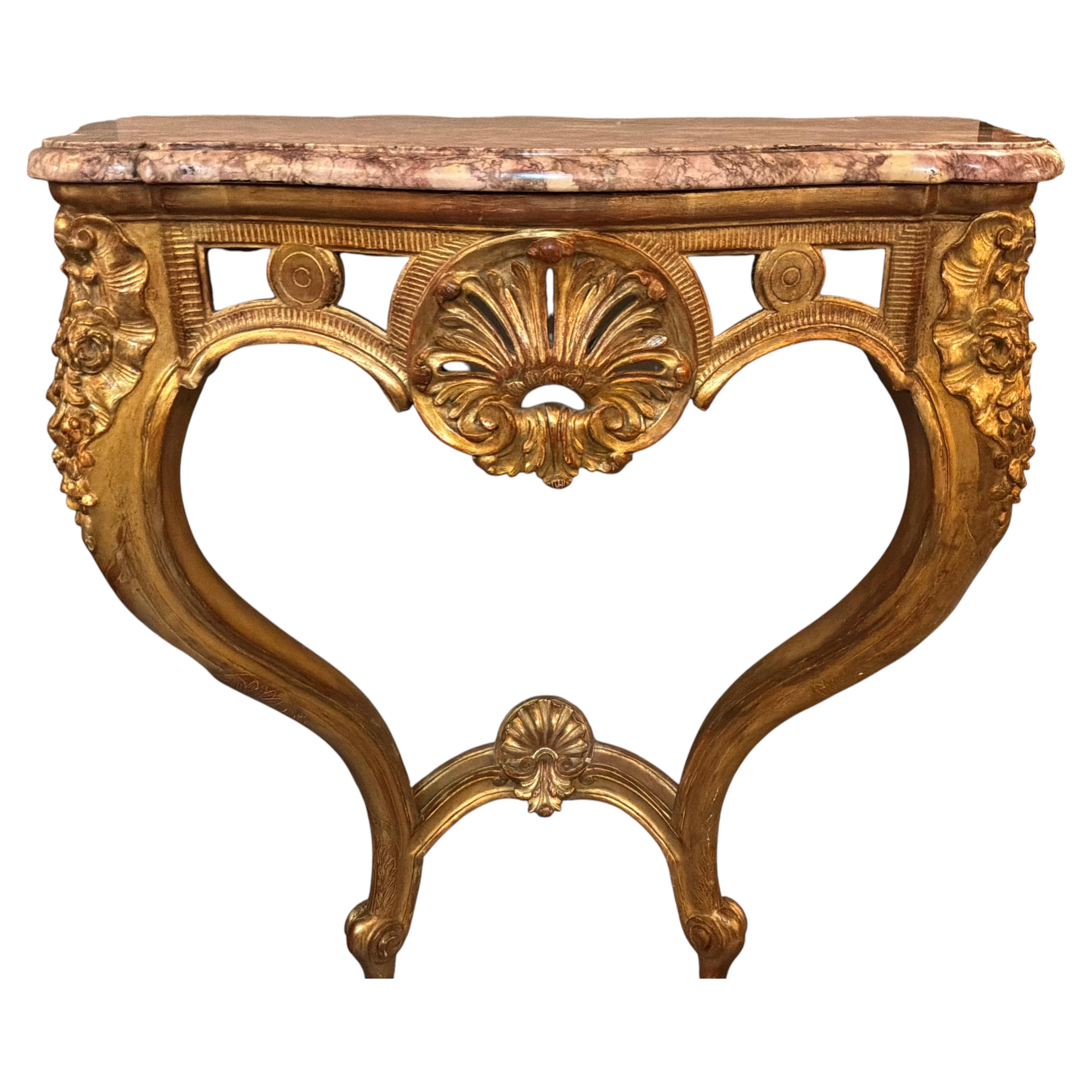 French Louis XV style gilt wall mounted console