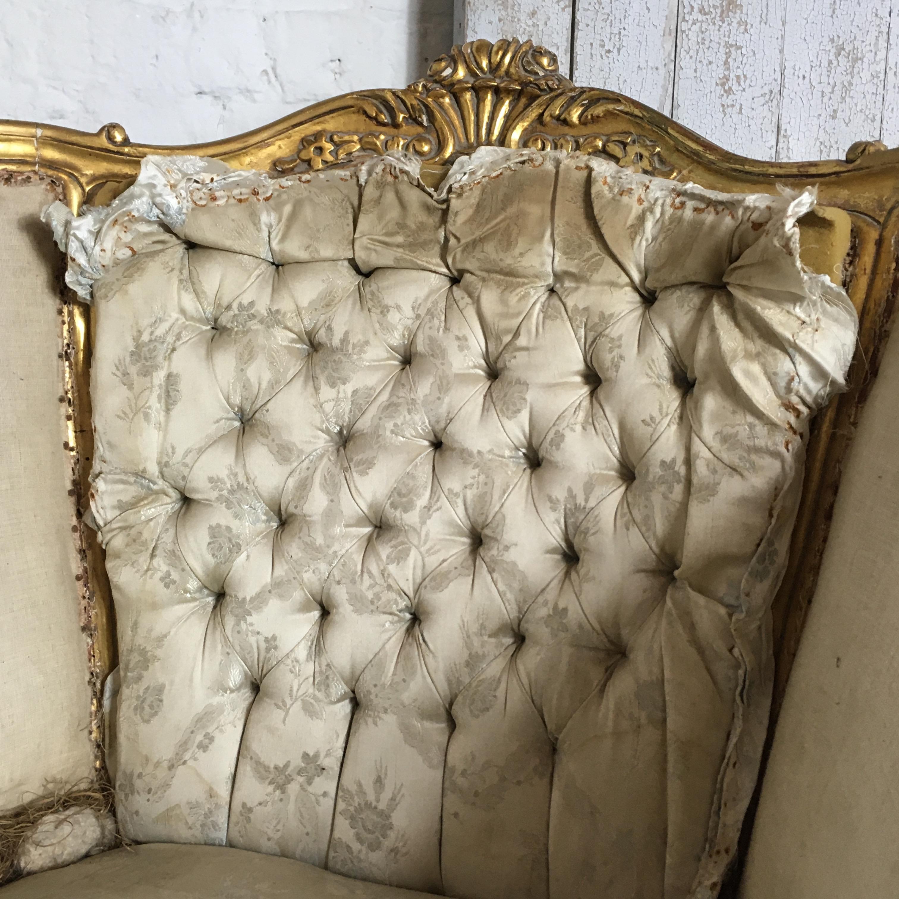 French Louis XV Style Giltwood Armchair, circa 1900 for re-upholstery 6