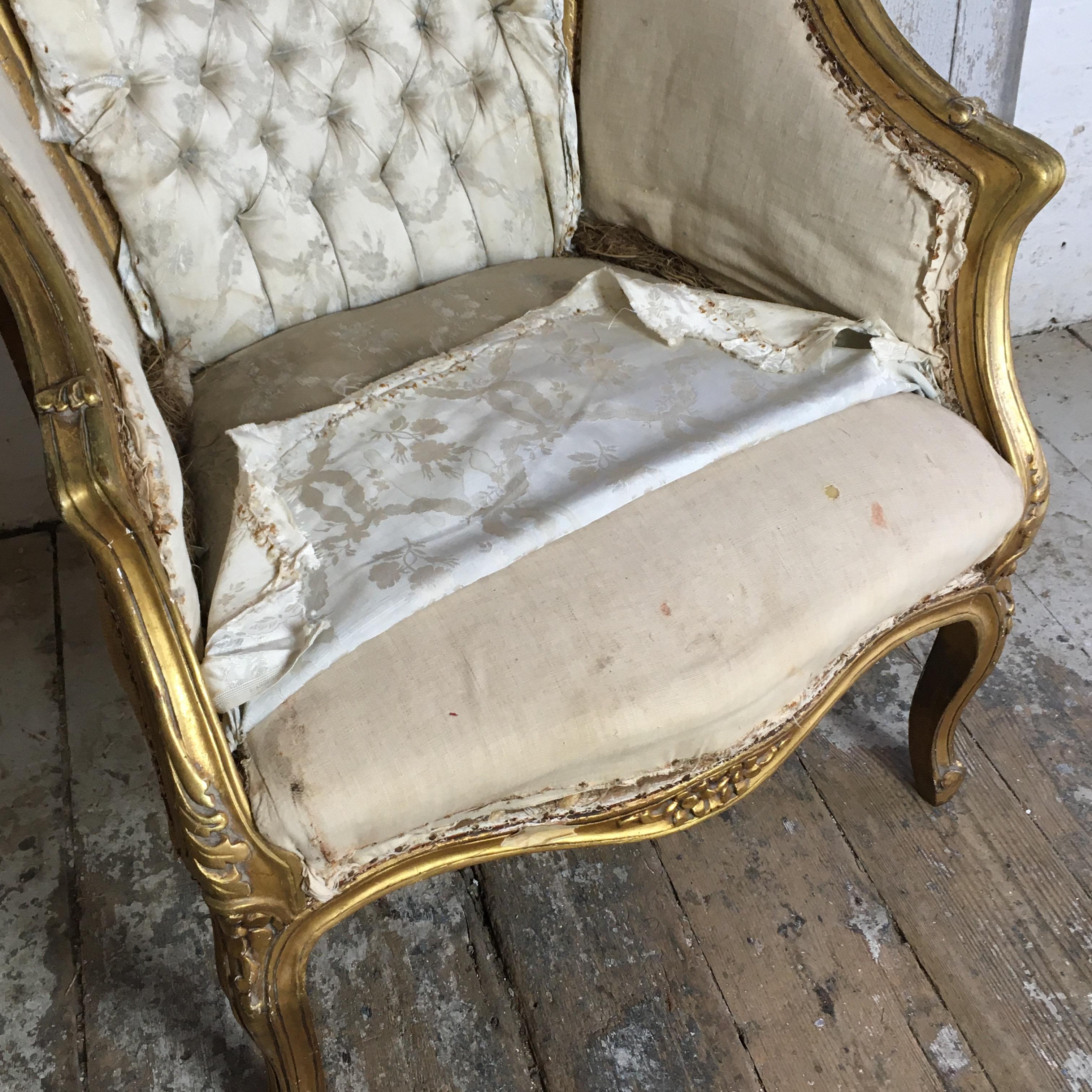 French Louis XV Style Giltwood Armchair, circa 1900 for re-upholstery 7