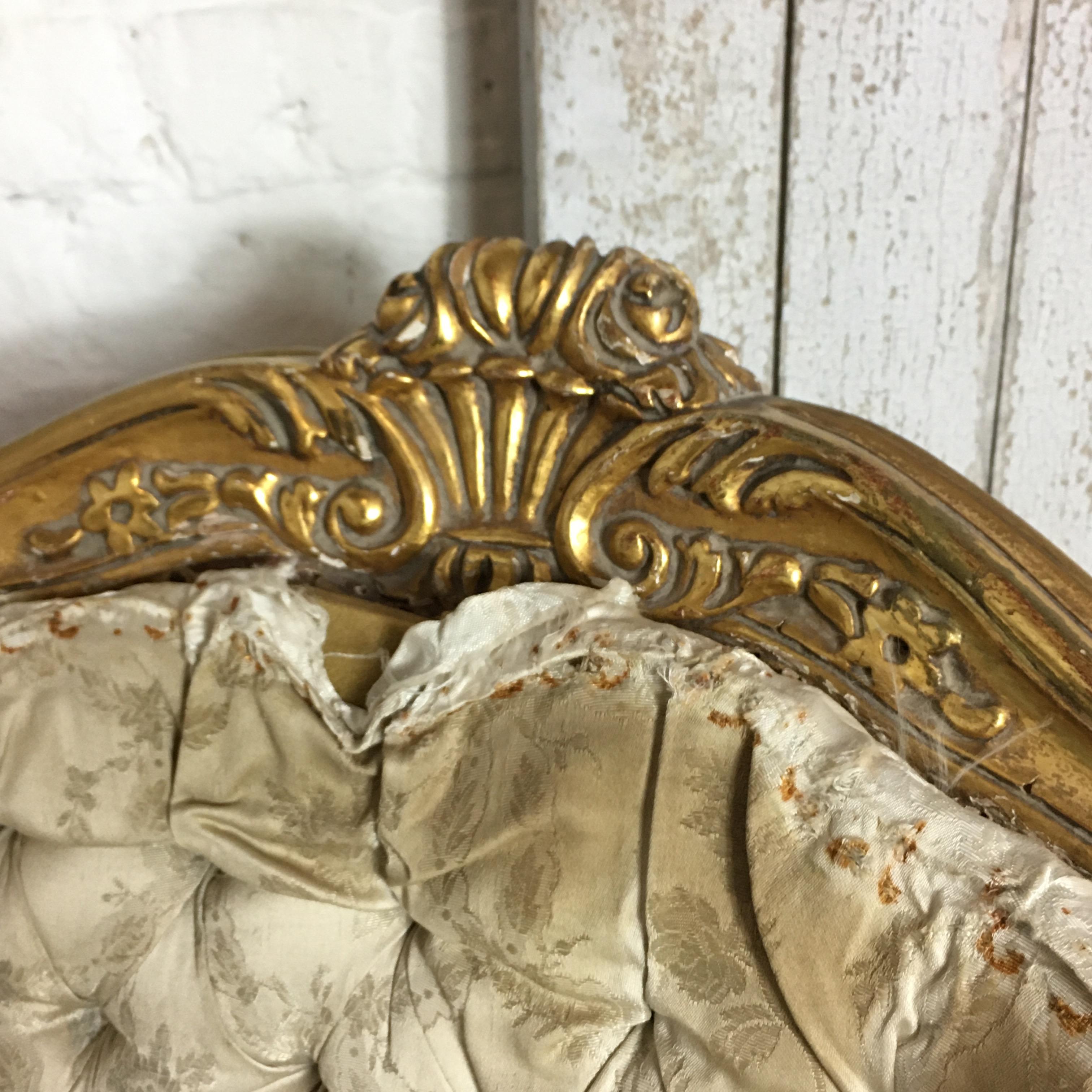 French Louis XV Style Giltwood Armchair, circa 1900 for re-upholstery In Good Condition In Hastings, GB