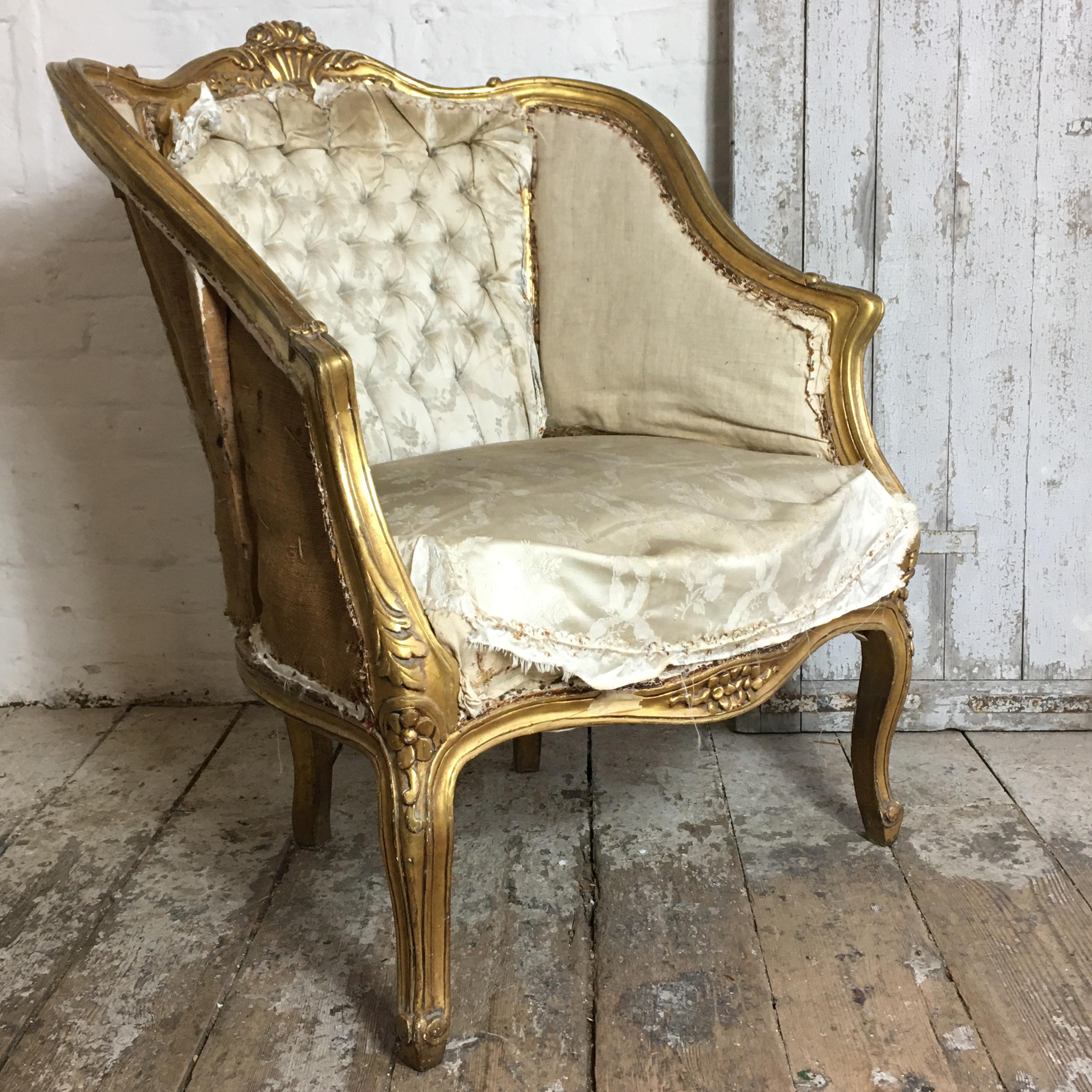 French Louis XV Style Giltwood Armchair, circa 1900 for re-upholstery 2