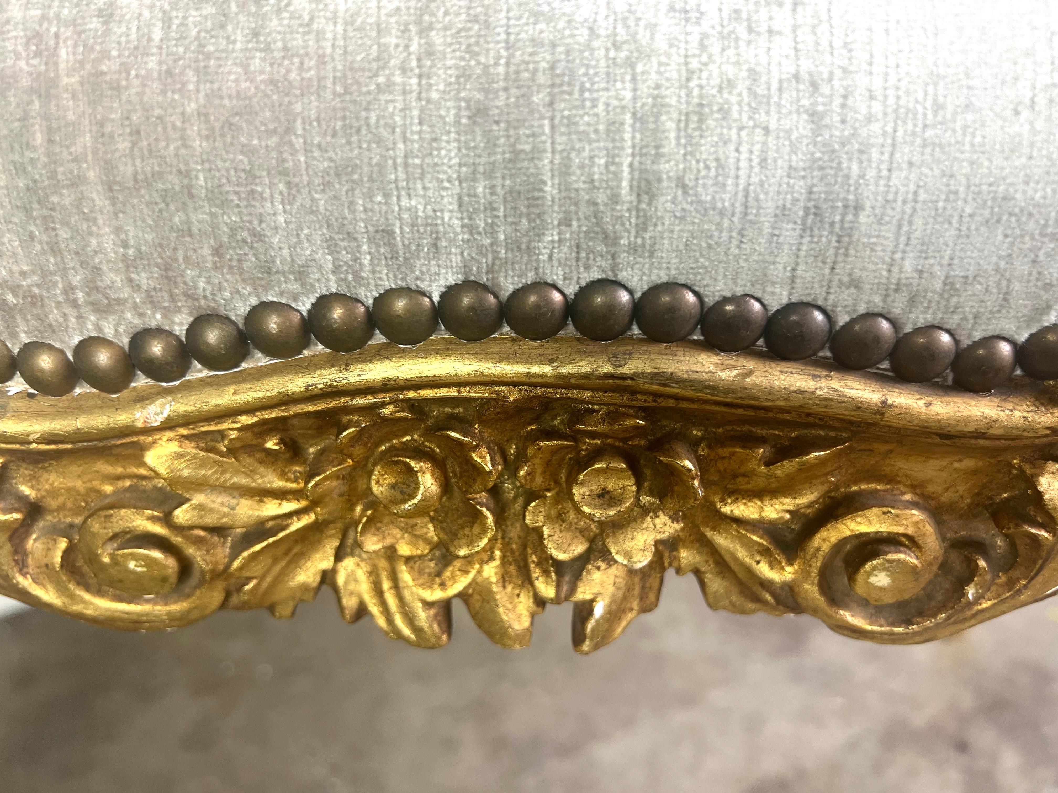 Banco Francés de Madera Dorada Estilo Luis XV en venta 5