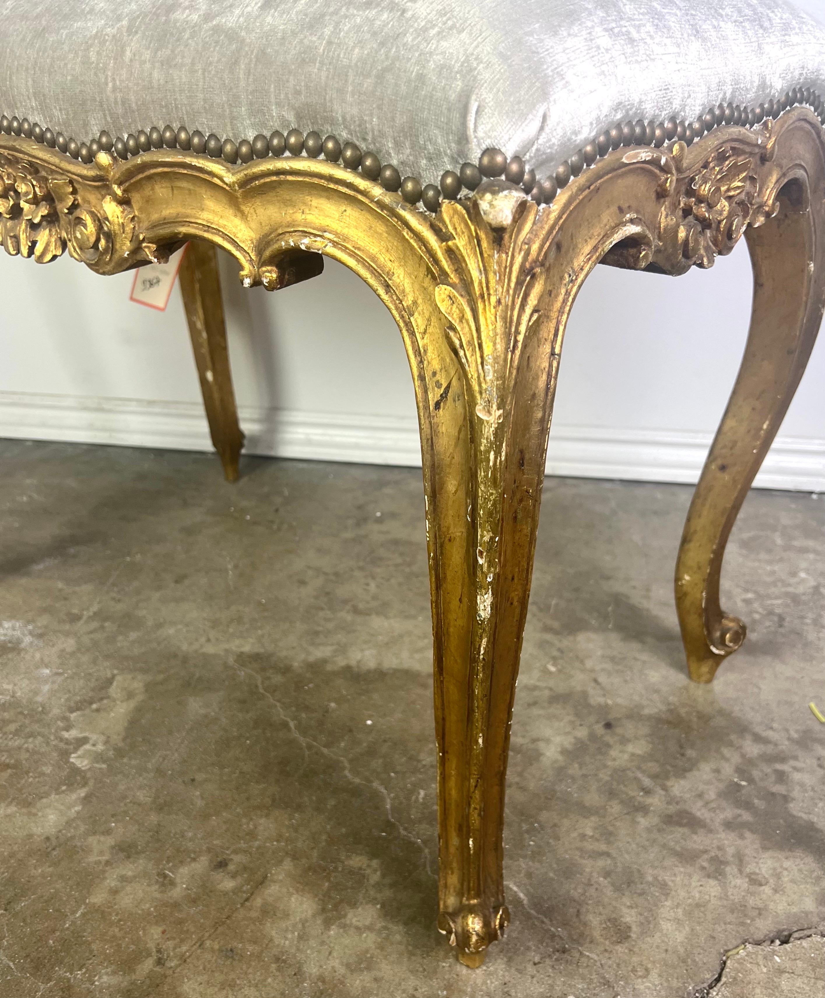 Banco Francés de Madera Dorada Estilo Luis XV en venta 7