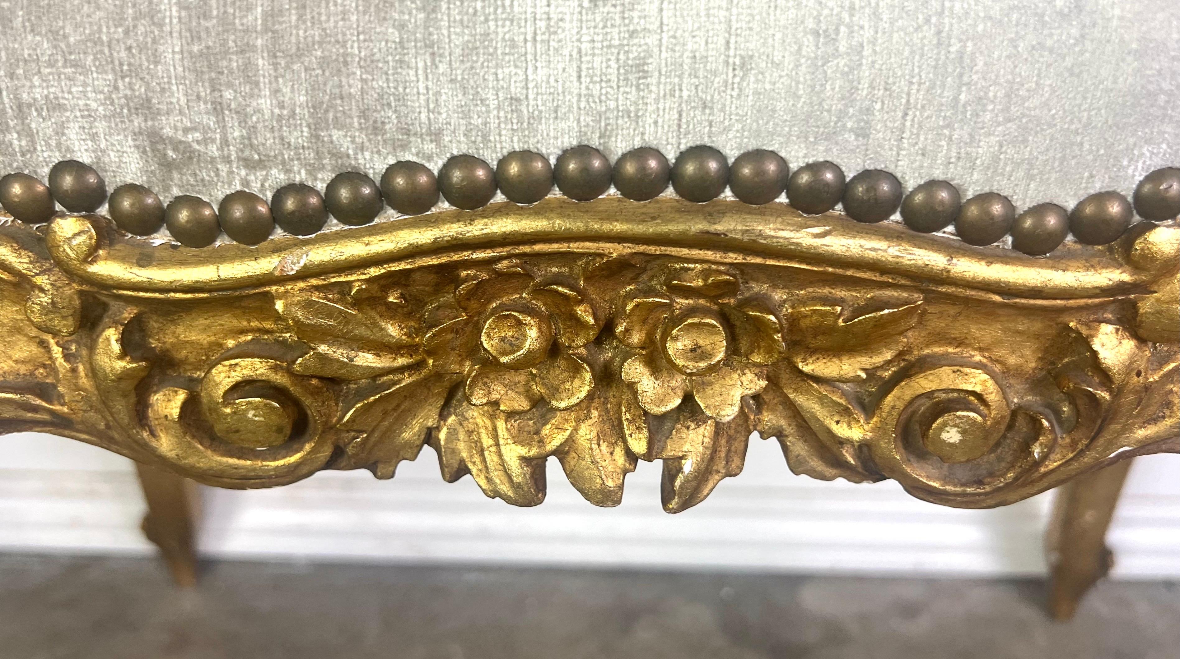 Mid-20th Century French Louis XV Style Gilt Wood Bench For Sale
