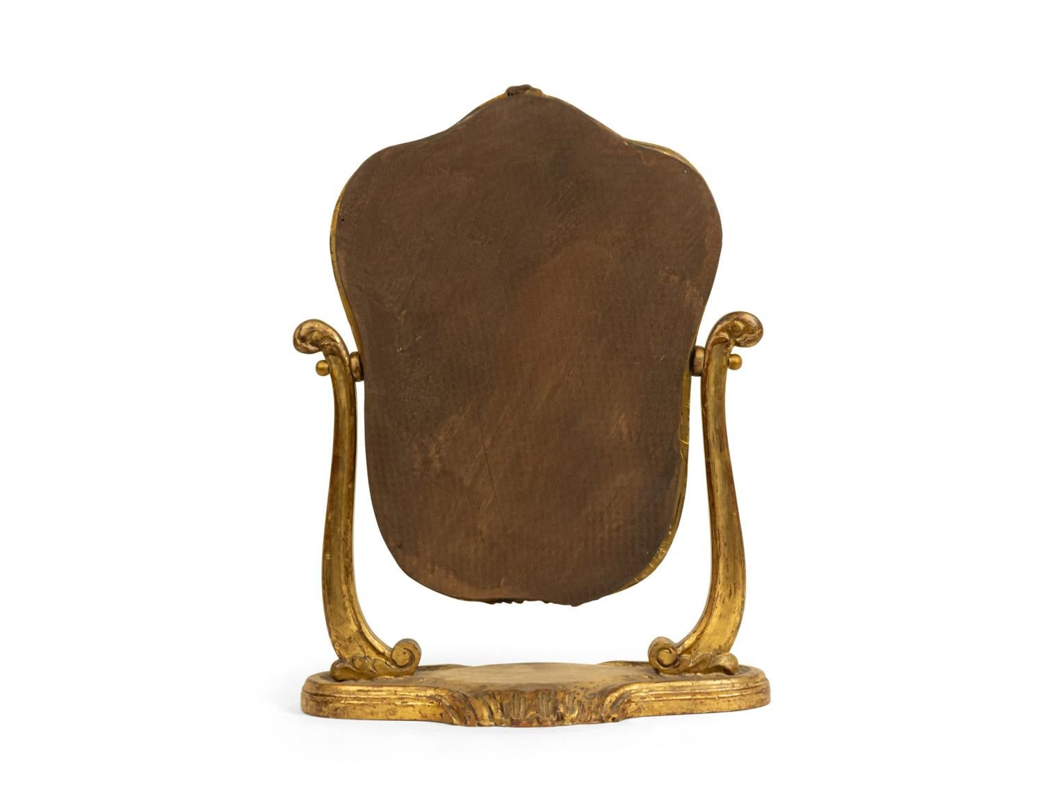 Tocador / Espejo de tocador francés de madera dorada estilo Luis XV Madera dorada en venta