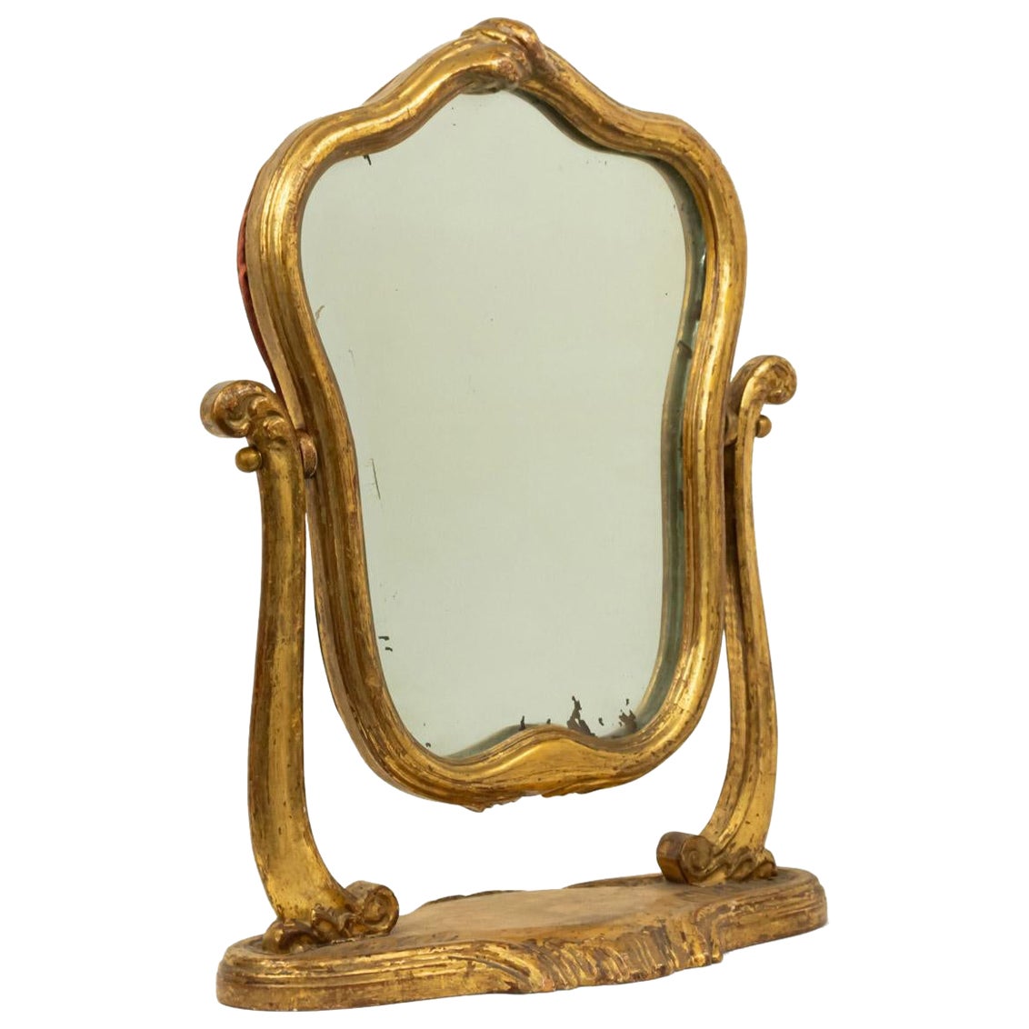 French Louis XV Style Gilt Wood Dressing Table / Vanity Mirror