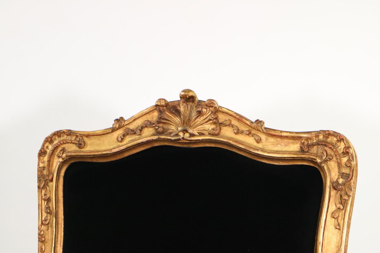French Louis XV Style Giltwood Fauteuils a La Reine in Black Velvet 1