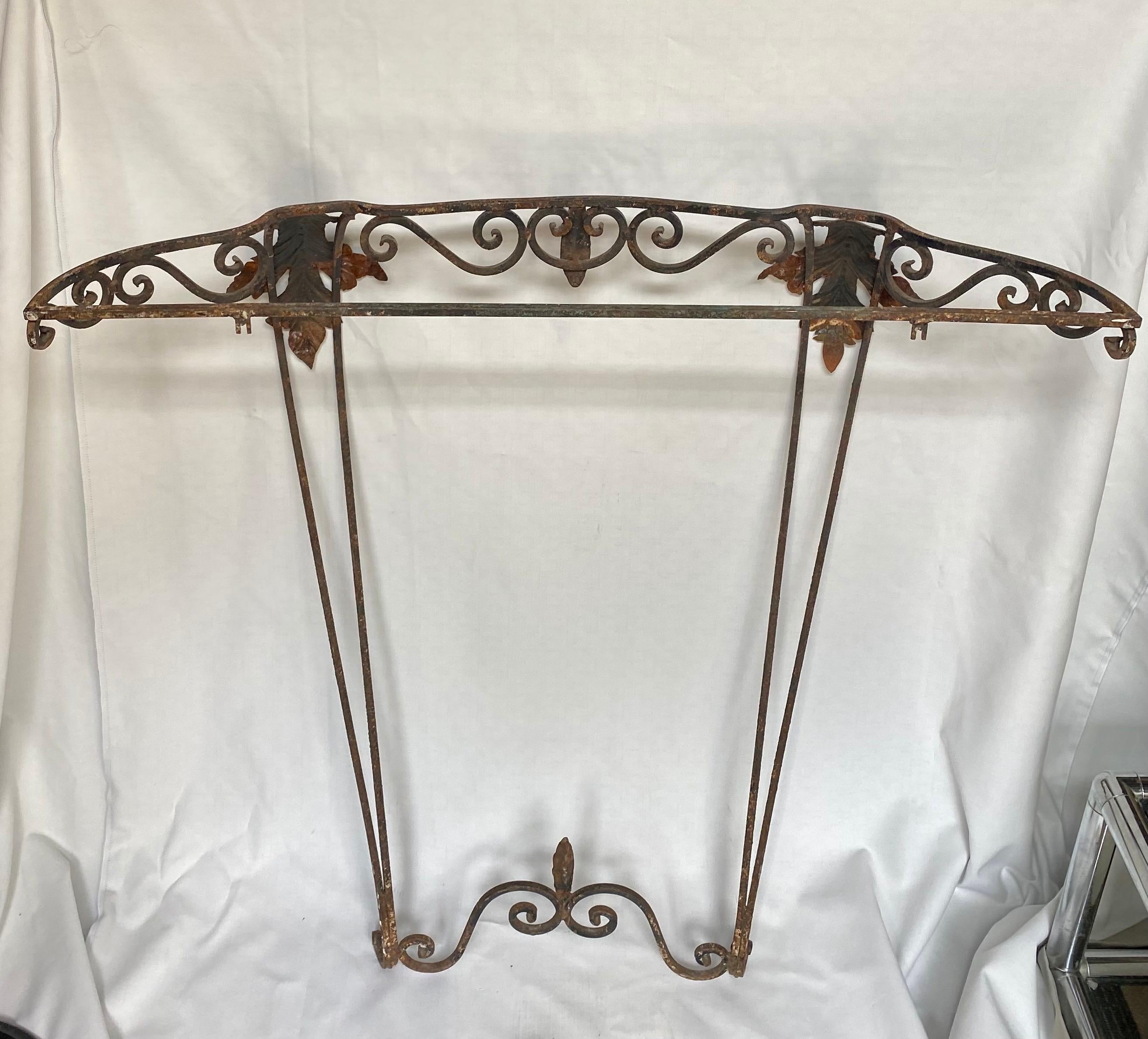 French Louis XV Style Gilt Wrought Iron and Marble Wall Mount Console Table 7