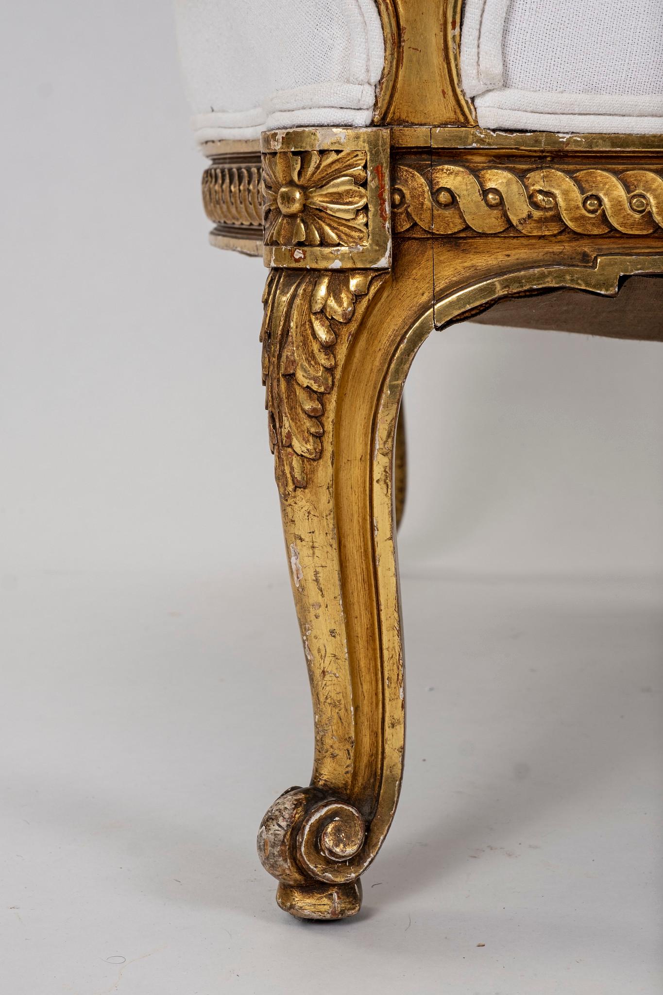 French Louis XV Style Giltwood Bergere Chair 3