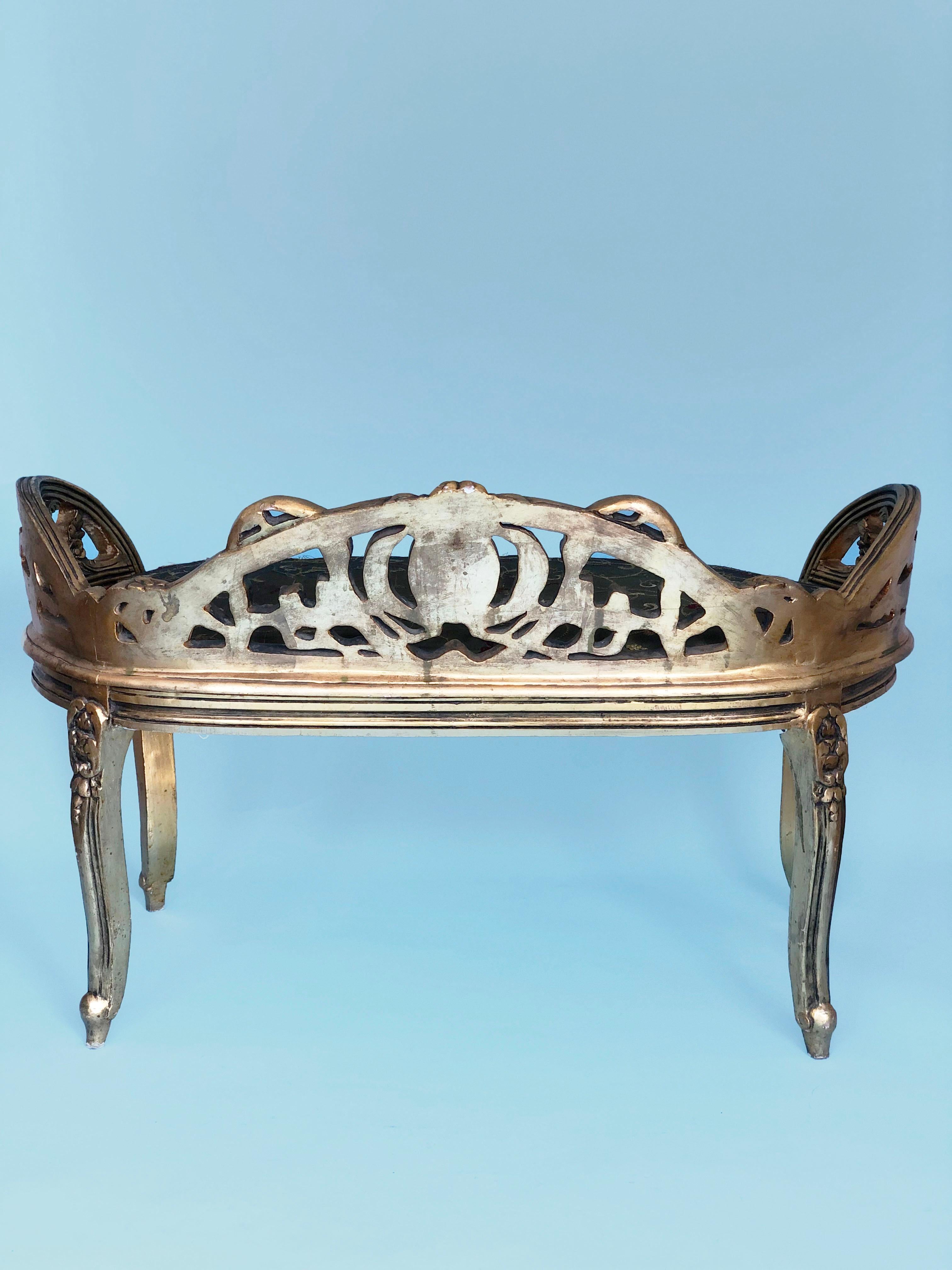 French Louis XV Style GiltWood Carved Bench 8