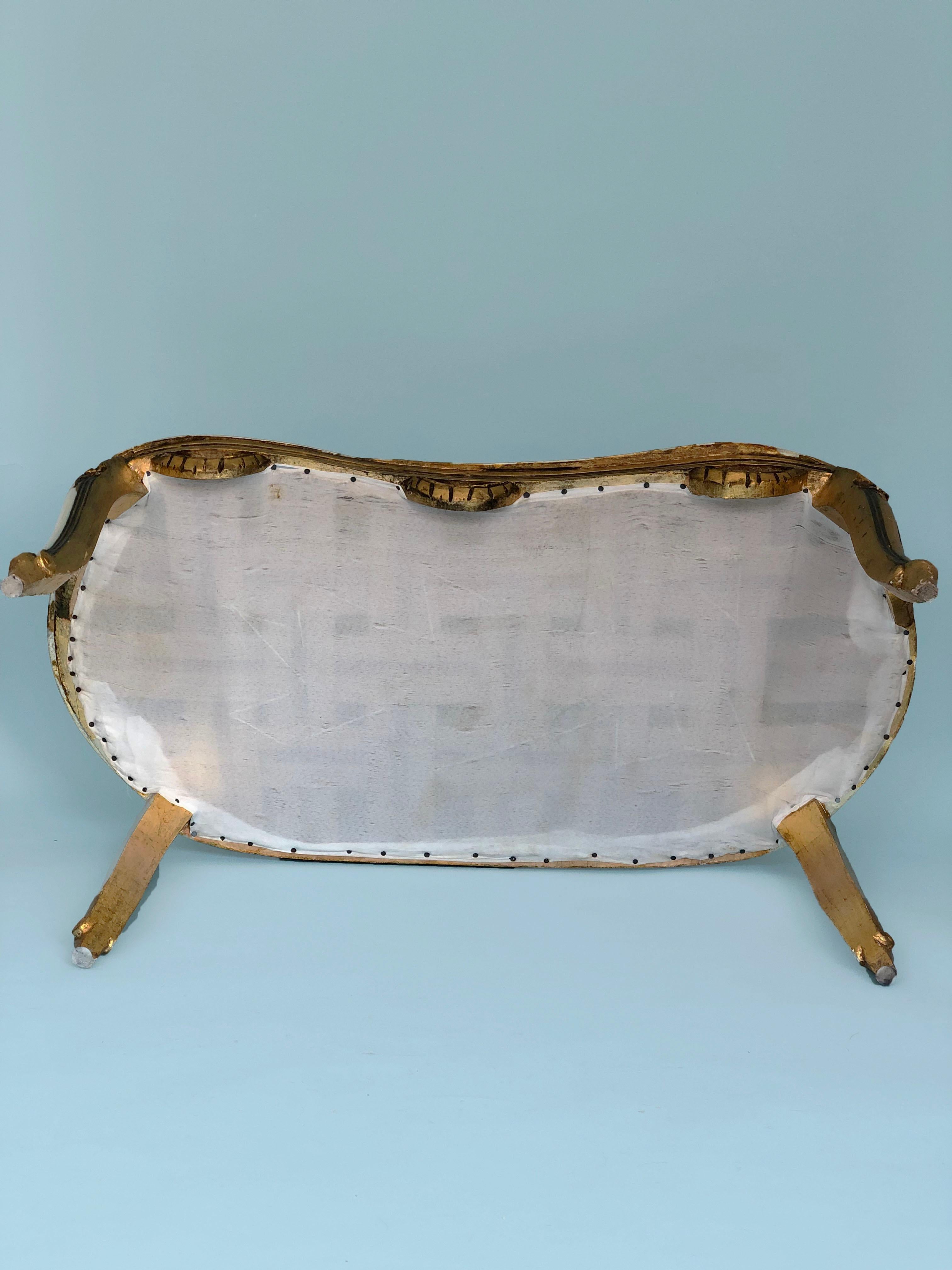 French Louis XV Style GiltWood Carved Bench 10