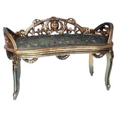 Vintage French Louis XV Style GiltWood Carved Bench