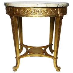 Table d'appoint en bois doré sculpté de style Louis XV avec plateau en marbre, Gueridon