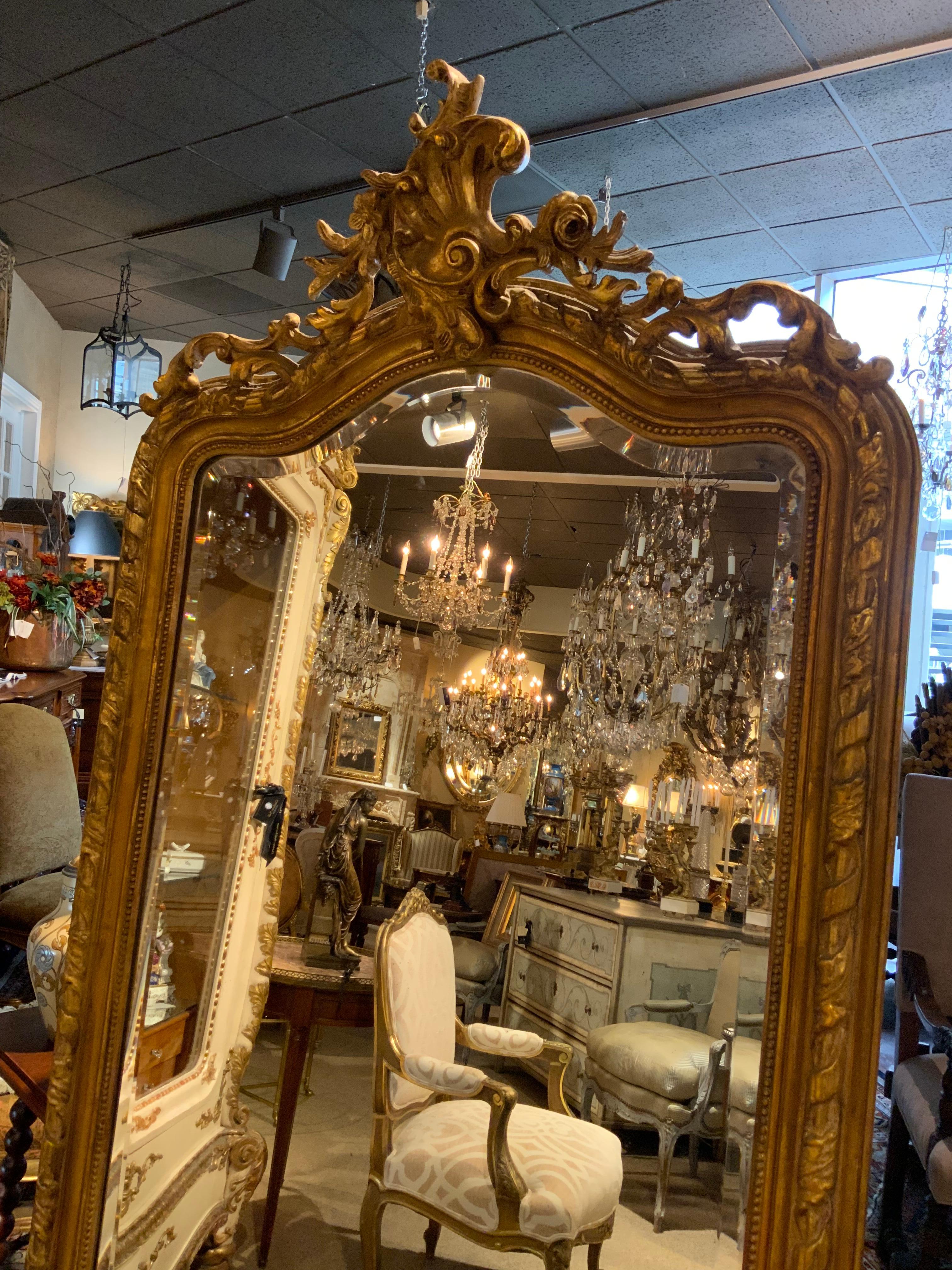 French Louis XV-Style Giltwood Mirror, 19th Century 1