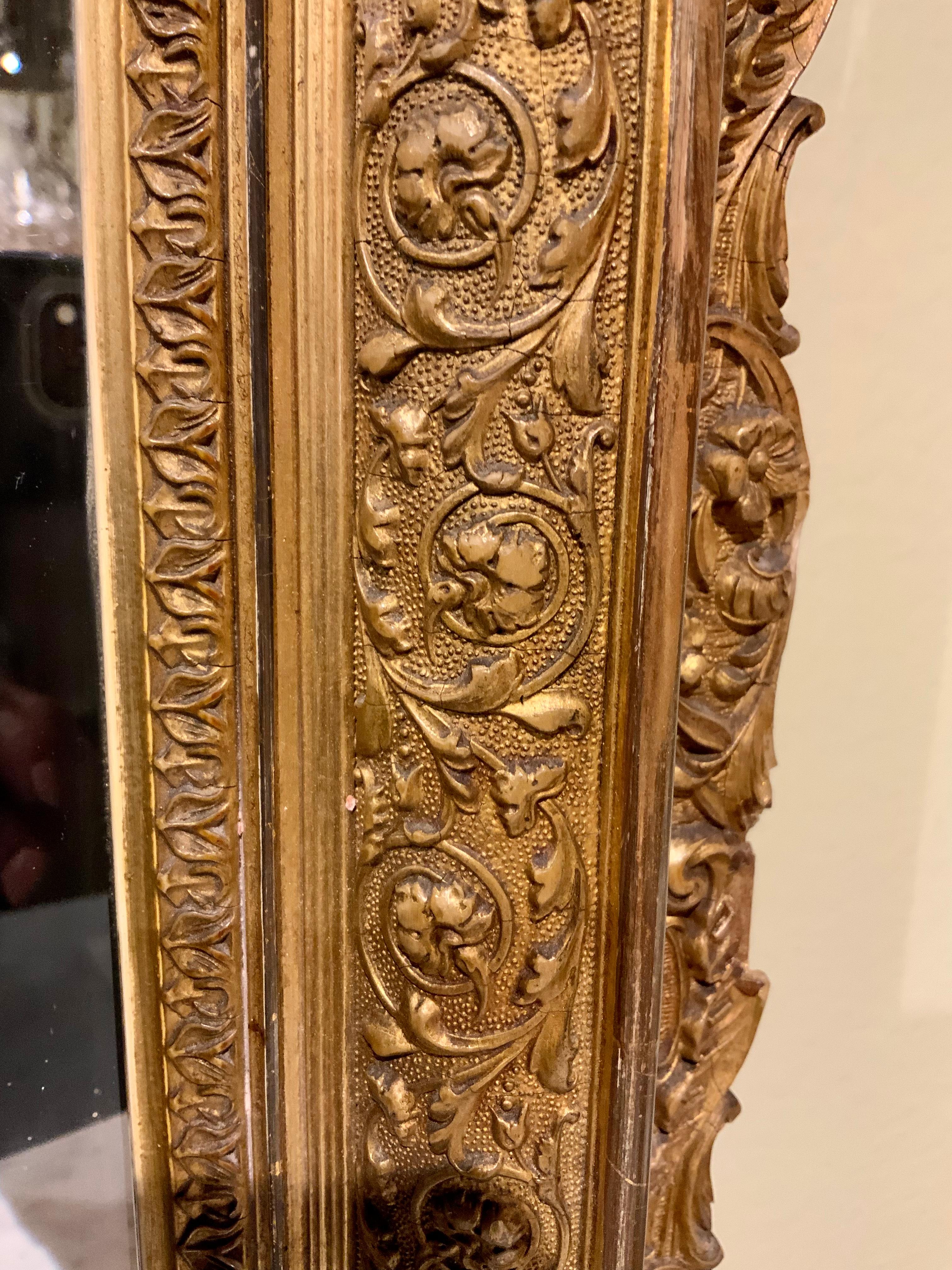 French Louis XV-Style Giltwood Mirror, Beveled In Good Condition For Sale In Houston, TX
