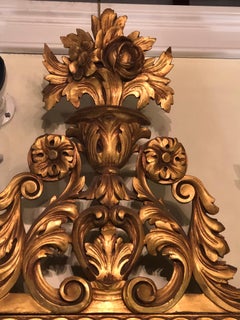 French Louis XV Style Giltwood Mirror with Carvings of Flowers, Leaves & Scrolls