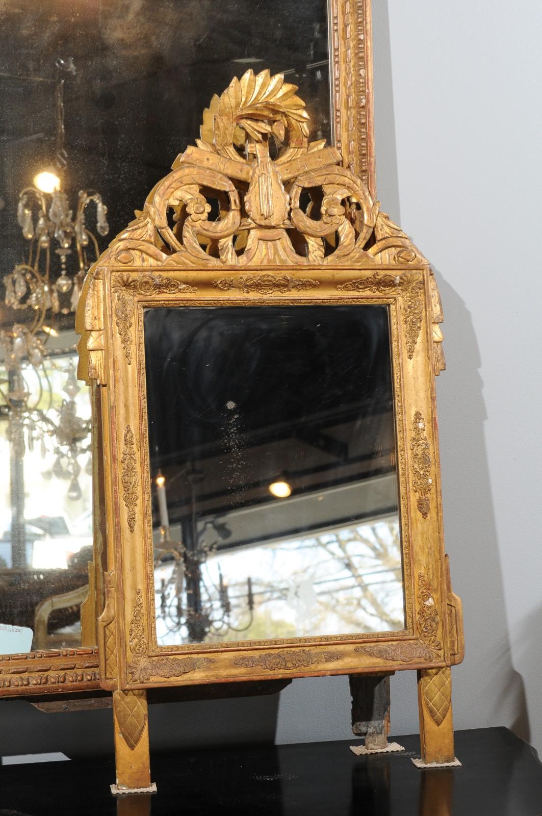 19th Century French Louis XV Style Giltwood Mirror with Hand Carved Liberal Arts Symbols For Sale
