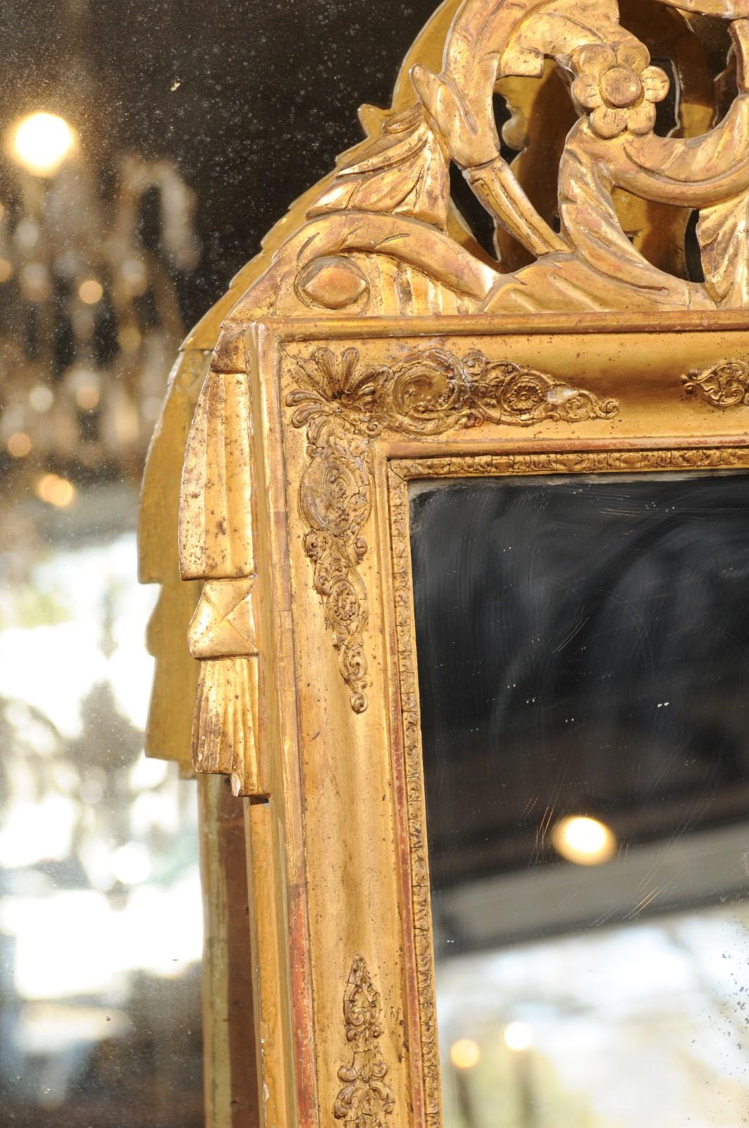 French Louis XV Style Giltwood Mirror with Hand Carved Liberal Arts Symbols For Sale 2