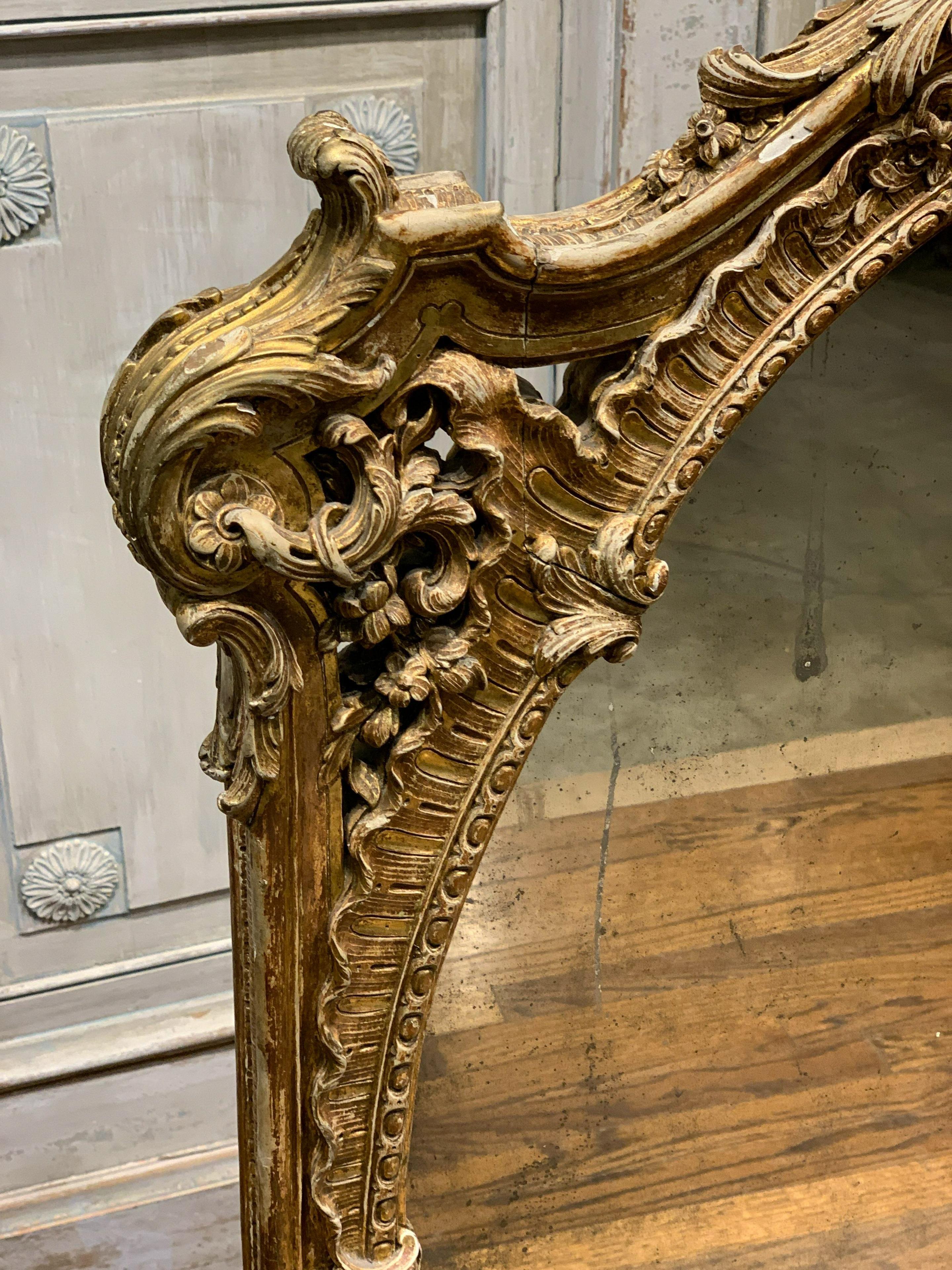19th Century French Louis XV Style Giltwood Mirrored Fire Screen