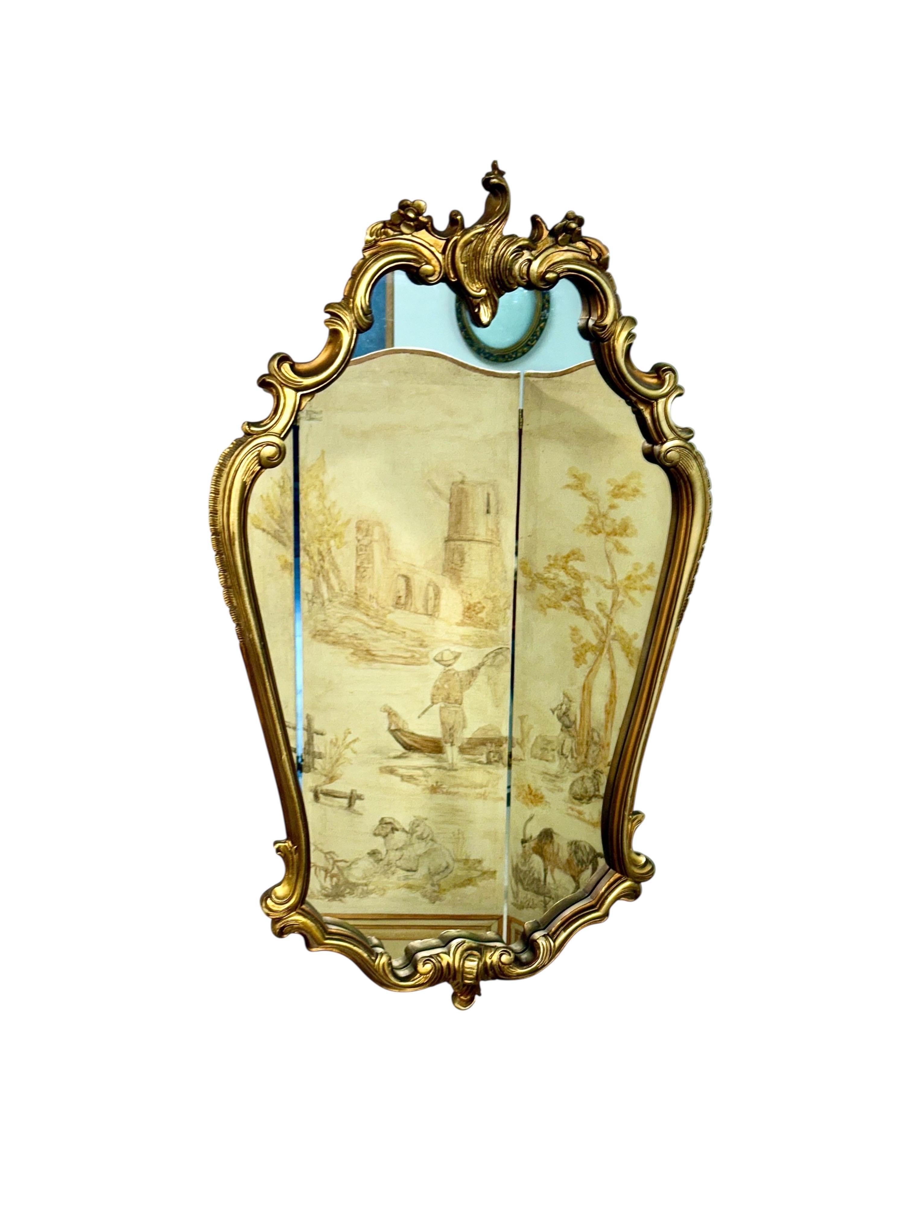 Miroir mural Rococo en bois doré de style Louis XV, 20e siècle en vente 2