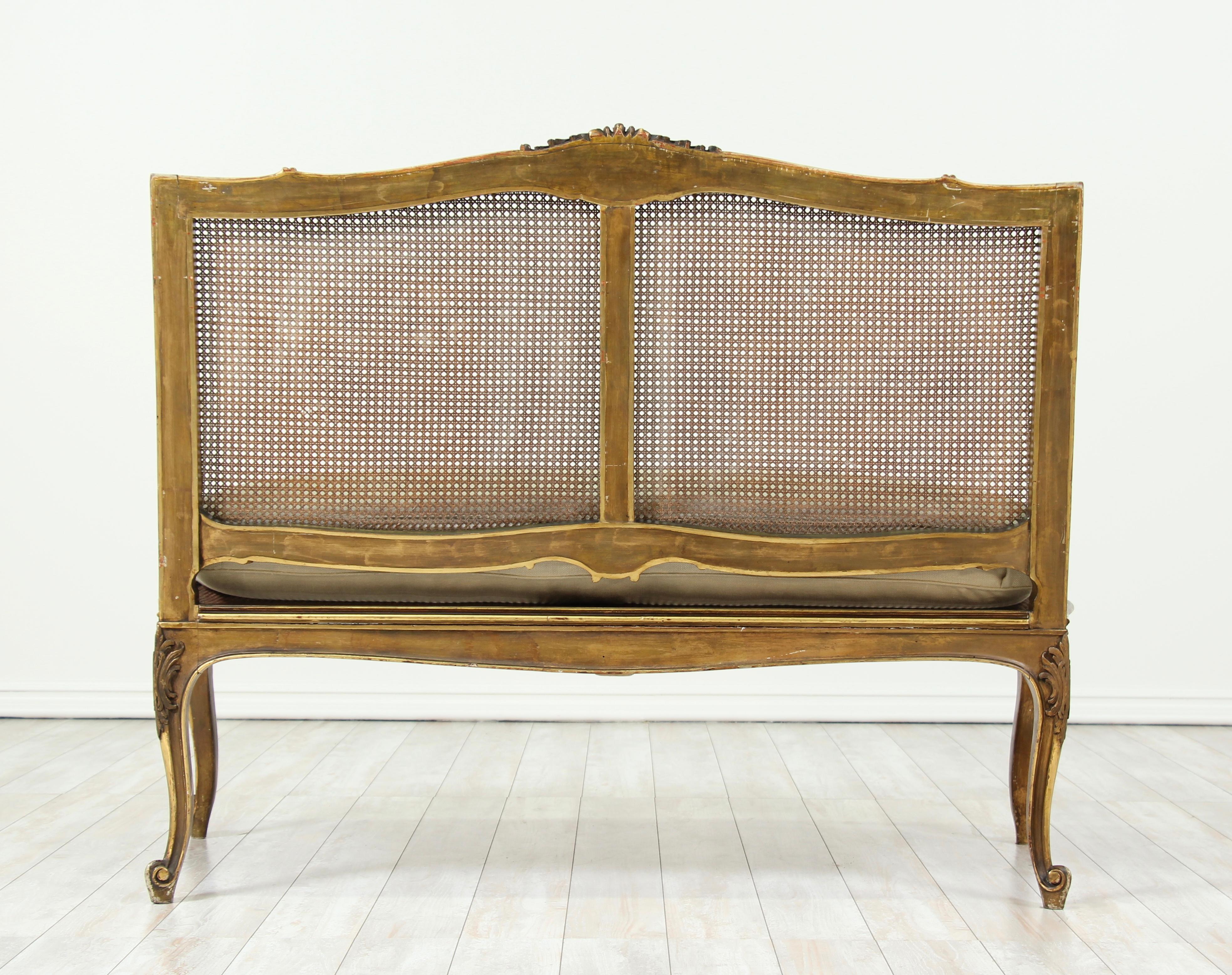 French Louis XV-Style Giltwood Settee 2