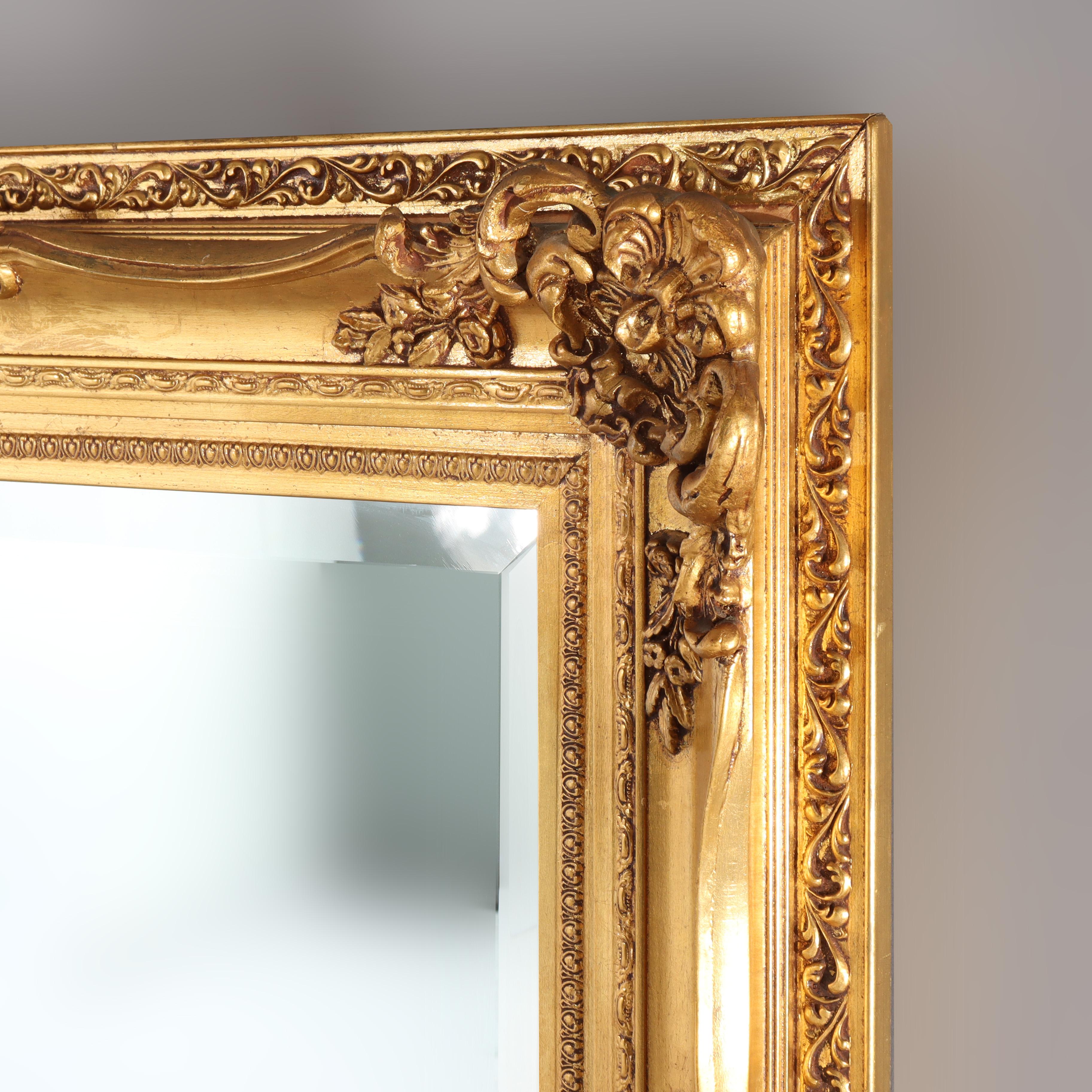 Miroir mural en bois doré de style Louis XV 20e siècle Bon état - En vente à Big Flats, NY