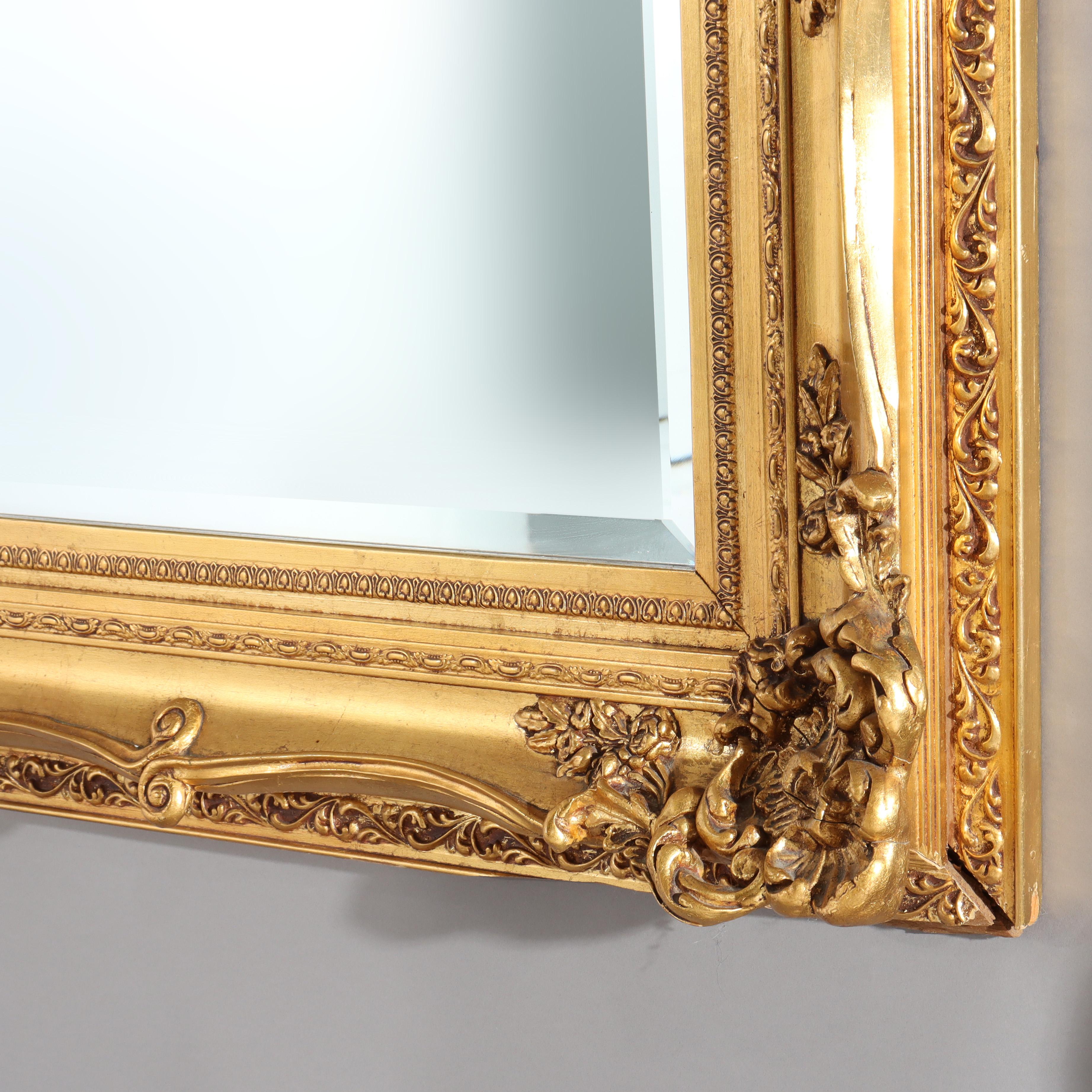 20ième siècle Miroir mural en bois doré de style Louis XV 20e siècle en vente