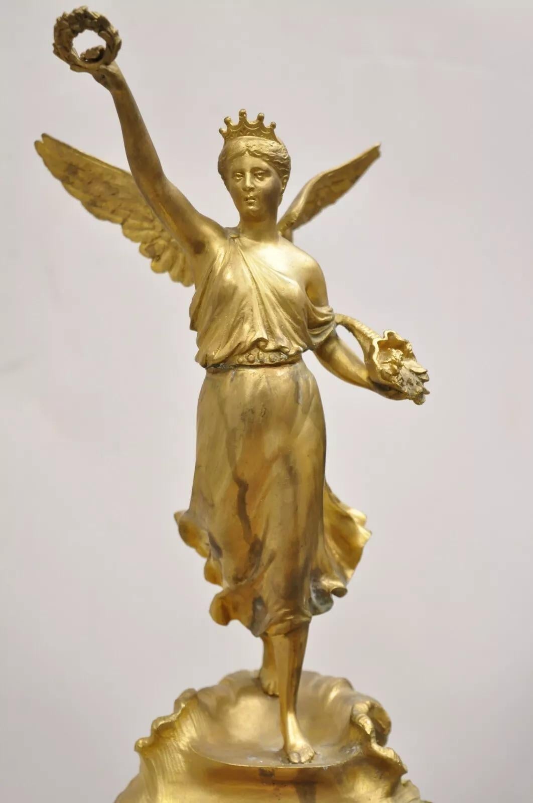 19th Century French Louis XV Style Gold Gilt Bronze Figural Centerpiece Bowl Sculpture For Sale