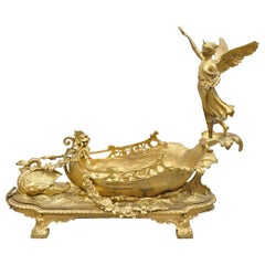 Französisch Louis XV Stil Gold vergoldete Bronze Figural Tafelaufsatz Schale Skulptur