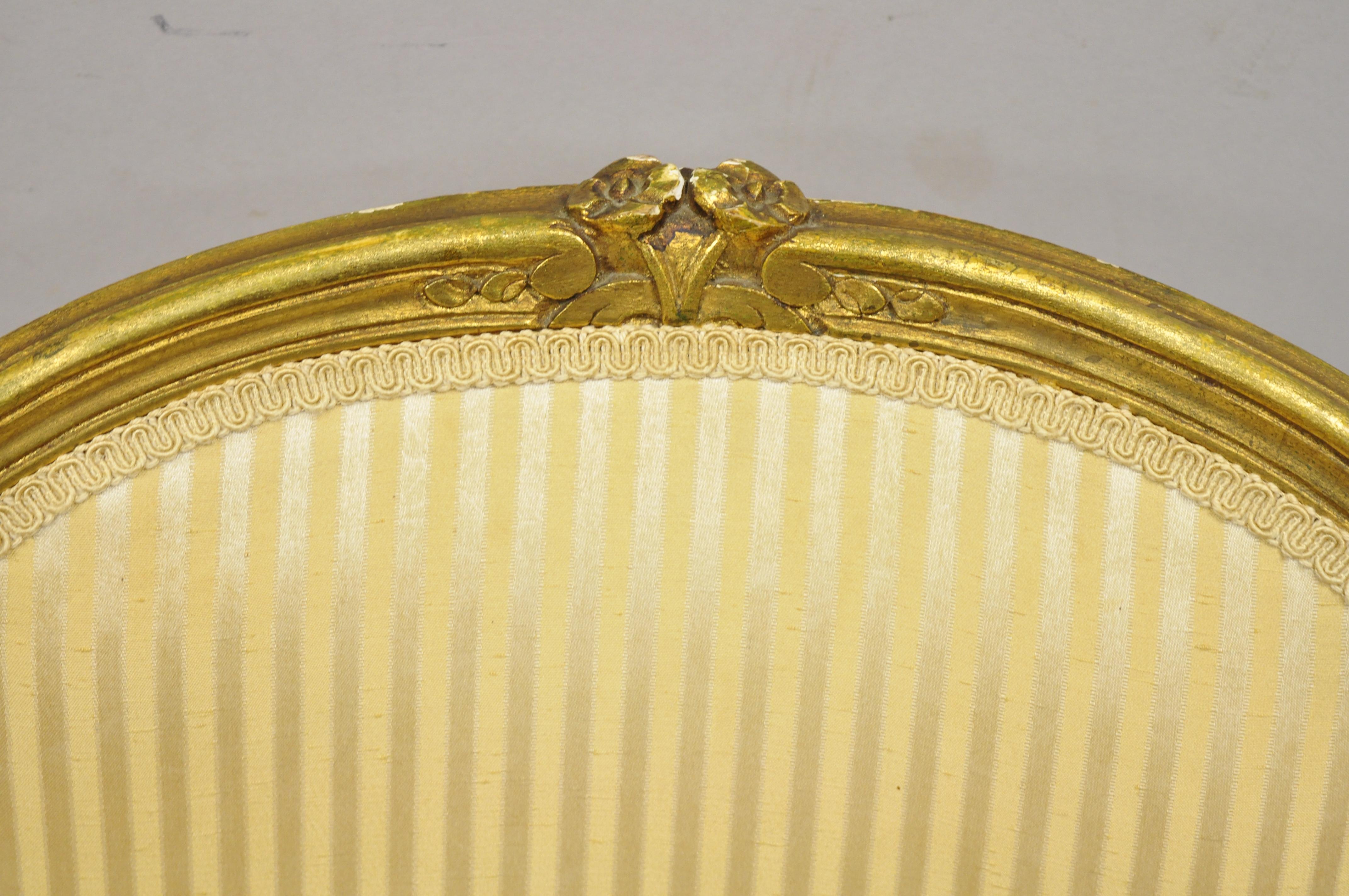 French Louis XV Style Gold Gilt Fauteuil Arm Chairs to Refinish DIY, a Pair For Sale 4