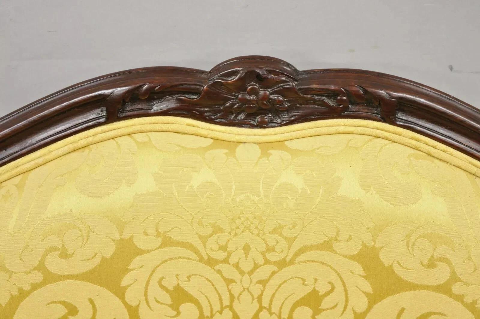 Sillón Francés Estilo Luis XV Tapizado Dorado Asiento Ancho Settee Bergere Desconocido en venta