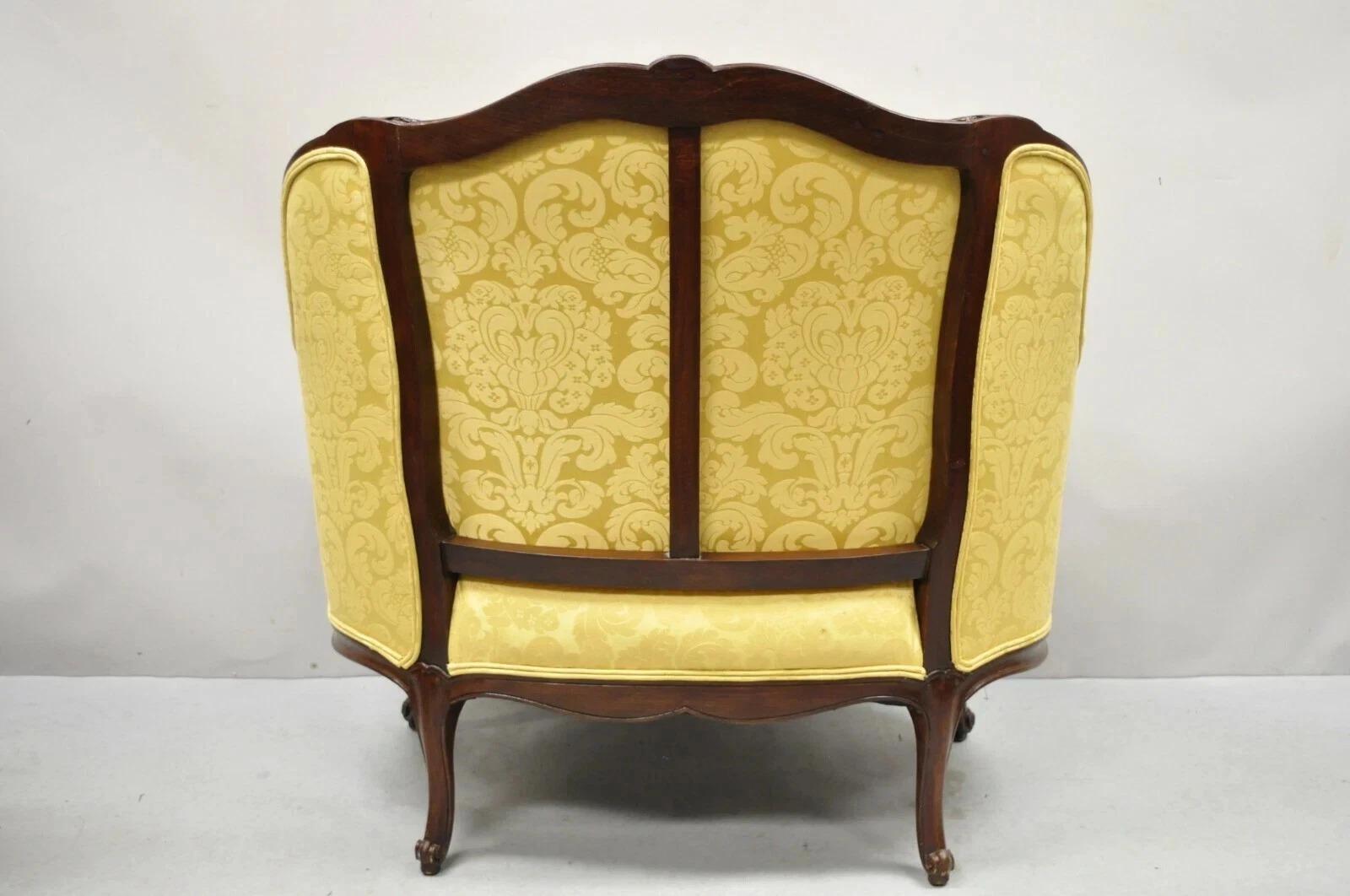 Sillón Francés Estilo Luis XV Tapizado Dorado Asiento Ancho Settee Bergere en venta 2