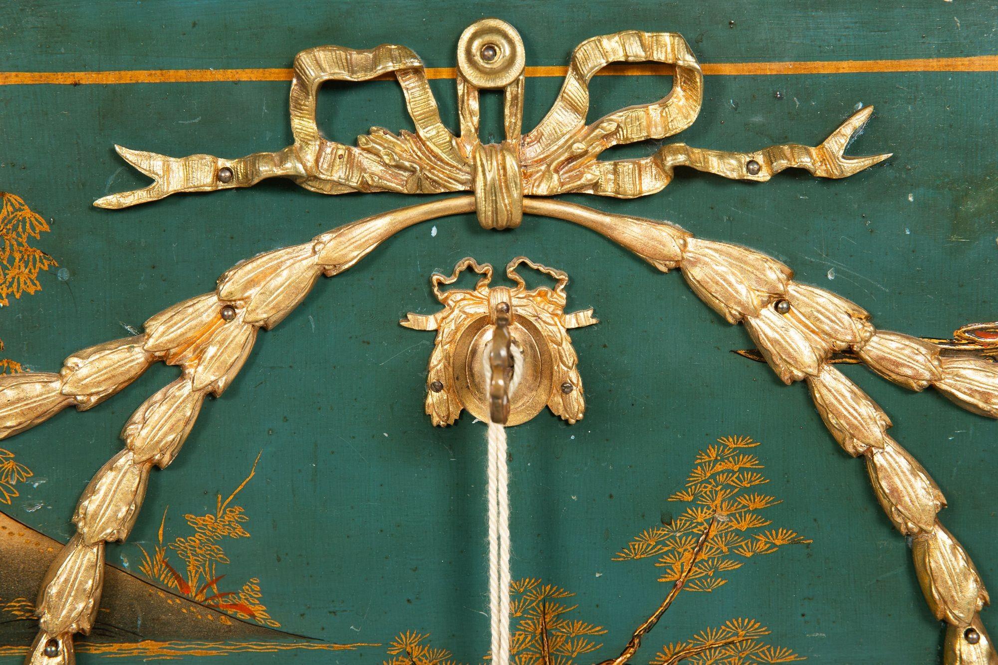 French Louis XV Style Green Chinoiserie Commode Chest of Drawers For Sale 9