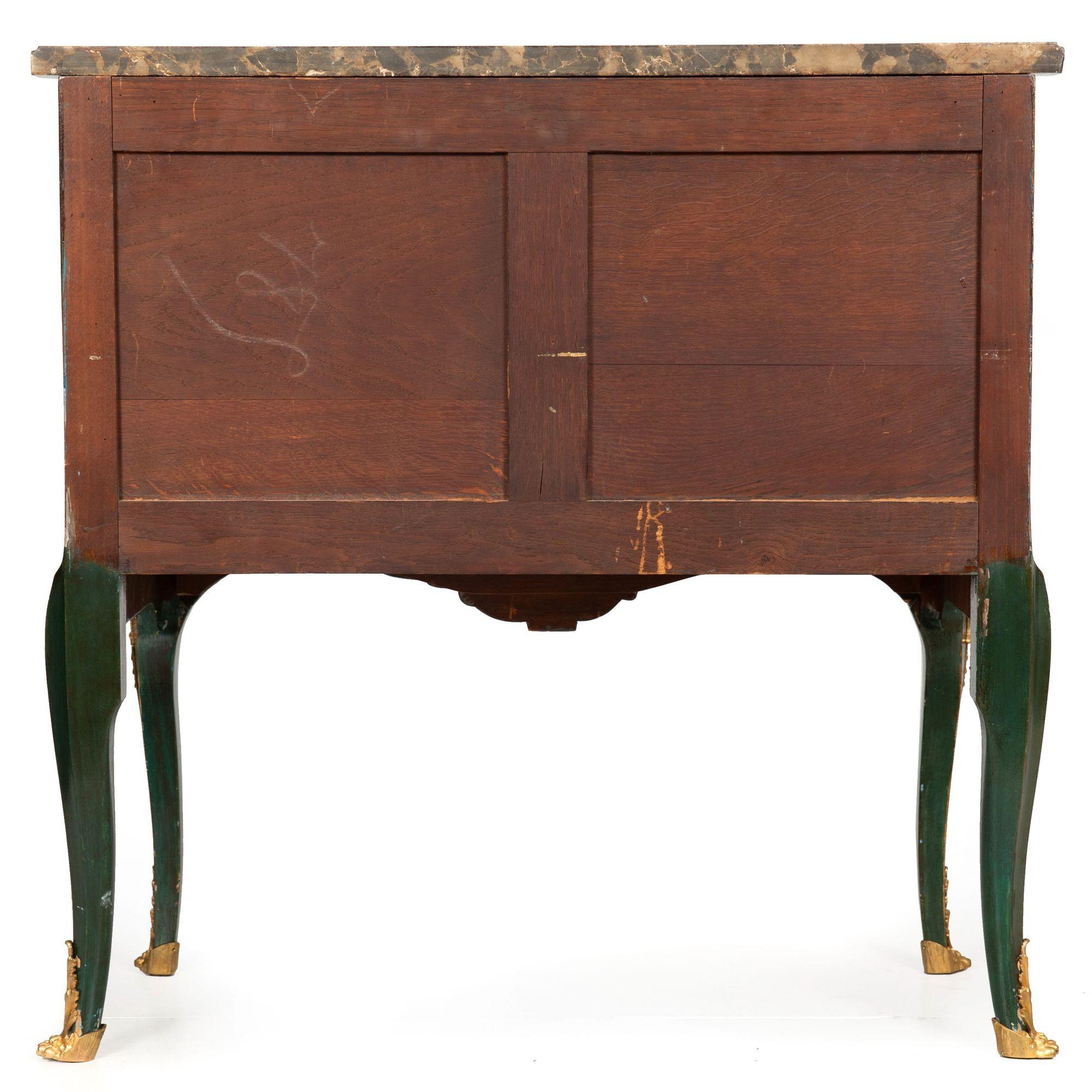 19th Century French Louis XV Style Green Chinoiserie Commode Chest of Drawers For Sale