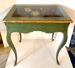 French Louis XV Style Green Painted & Gold, Lacquered Japanned Top, 19th C