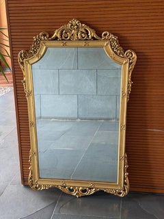 French Louis XV Style Hand-Carved Giltwood Wall Mirror - 40.5 in